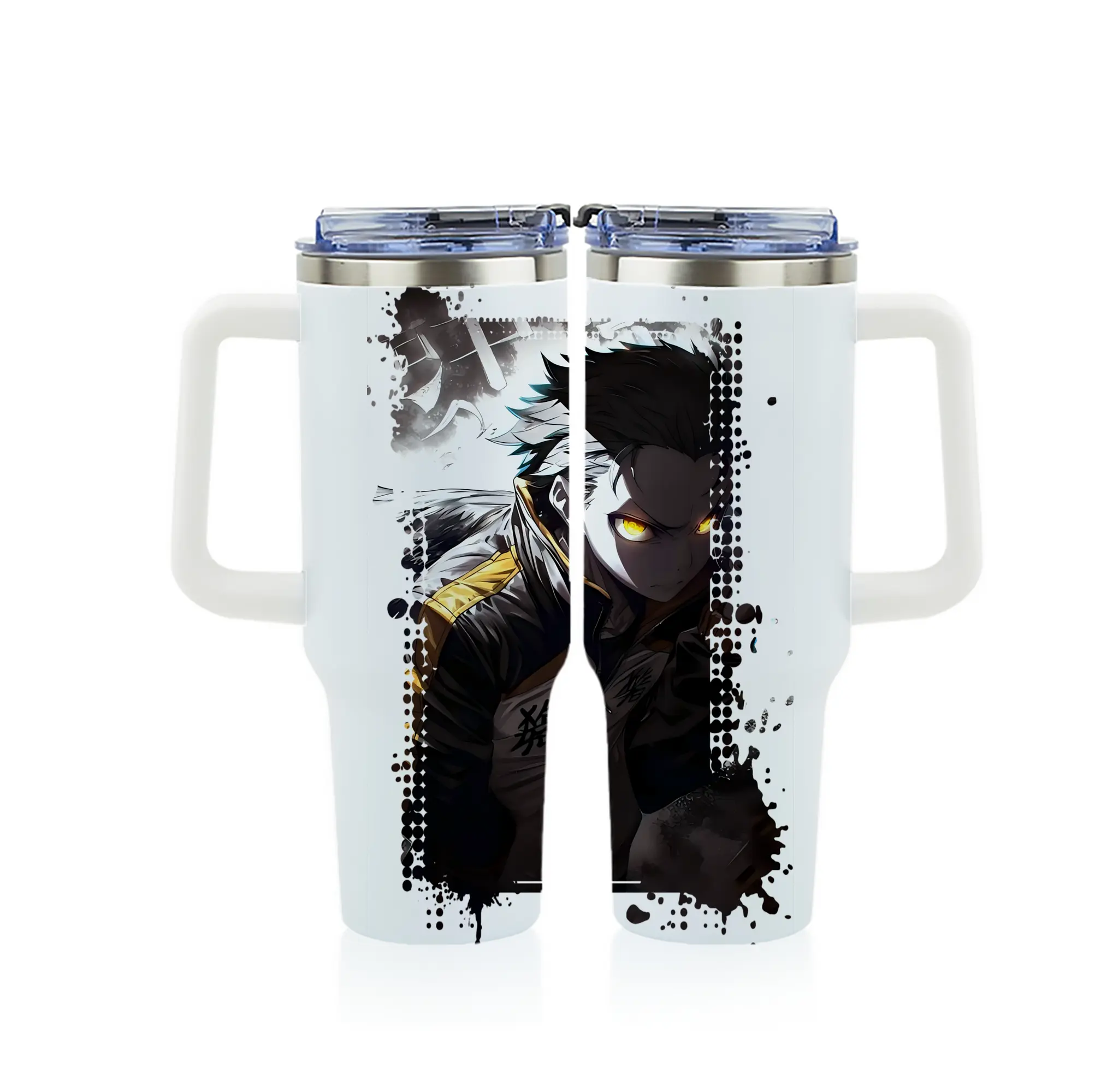 リゼロ グッズ ナツキ・スバル - 1200mL フルプリント車用タンブラー ・ 304ステンレス 内側 ・ 201ステンレス 外側 ・ 保温 保冷 ・ 通勤 ドライブ アウトドア用