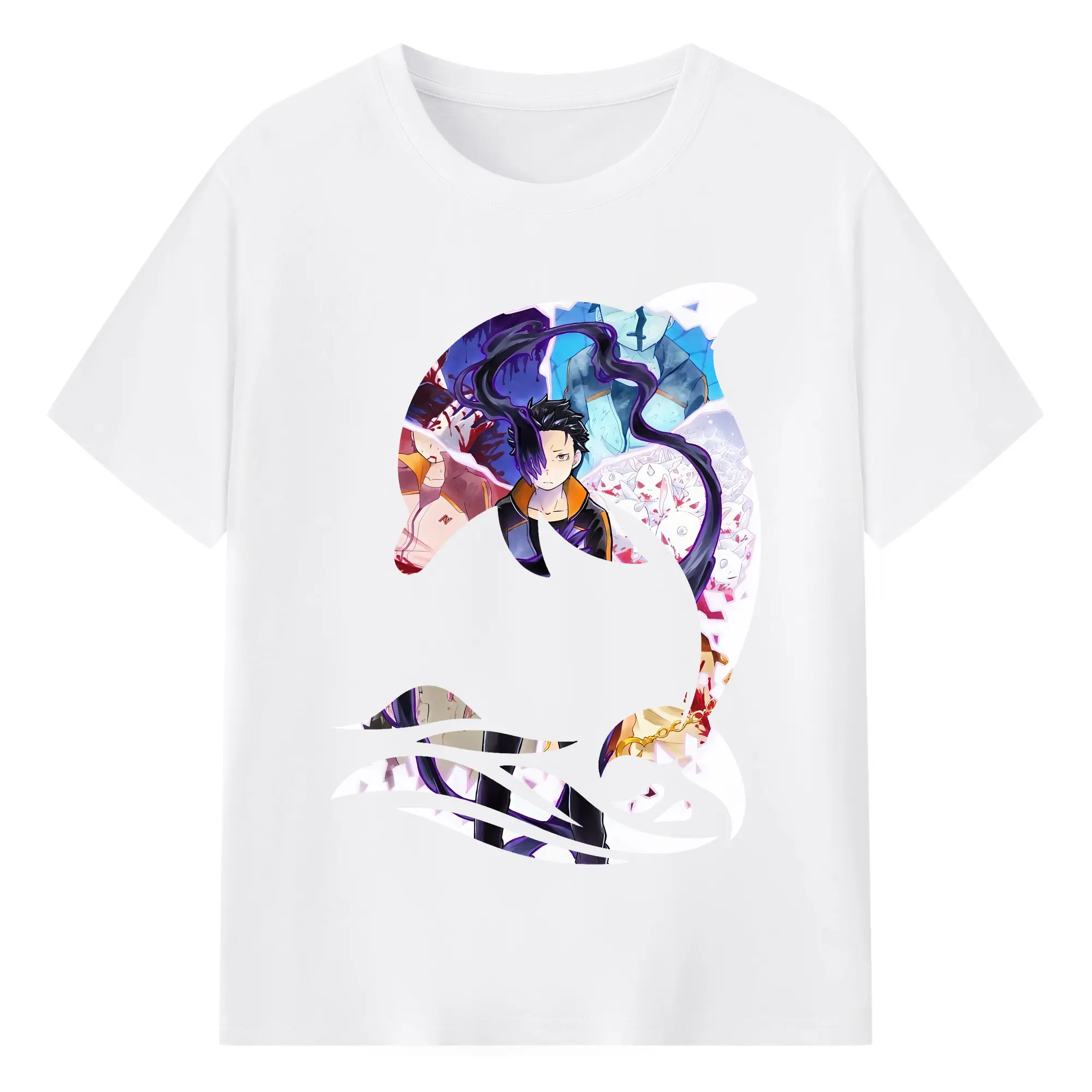 リゼロ グッズ ナツキ・スバル - 綿100％ 半袖Tシャツ ・ フロントプリント ・ 快適 通気性 ・ 日常使い 散歩 スポーツ用