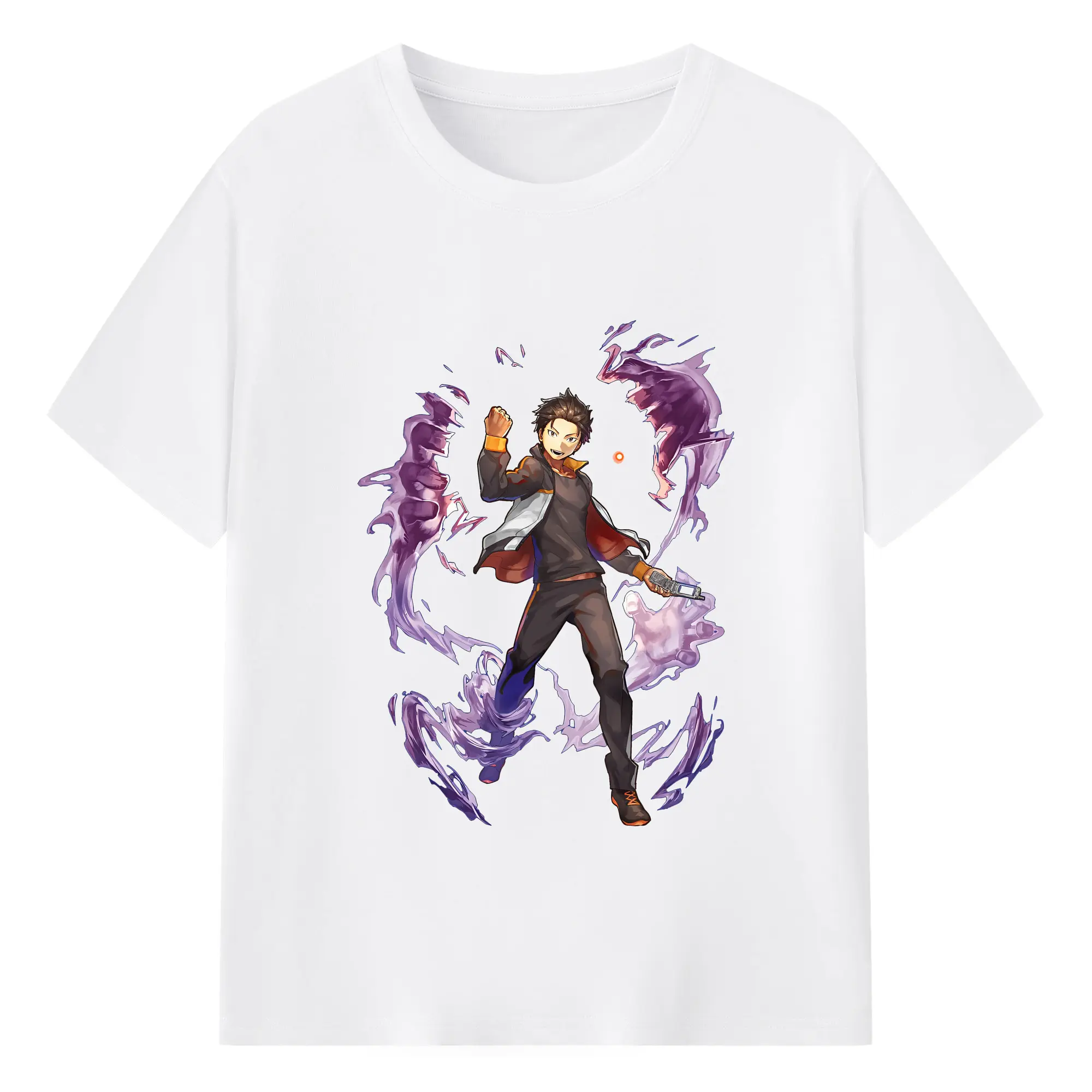 リゼロ グッズ ナツキ・スバル - 綿100％ 半袖Tシャツ ・ フロントプリント ・ 快適 通気性 ・ 日常使い 散歩 スポーツ用