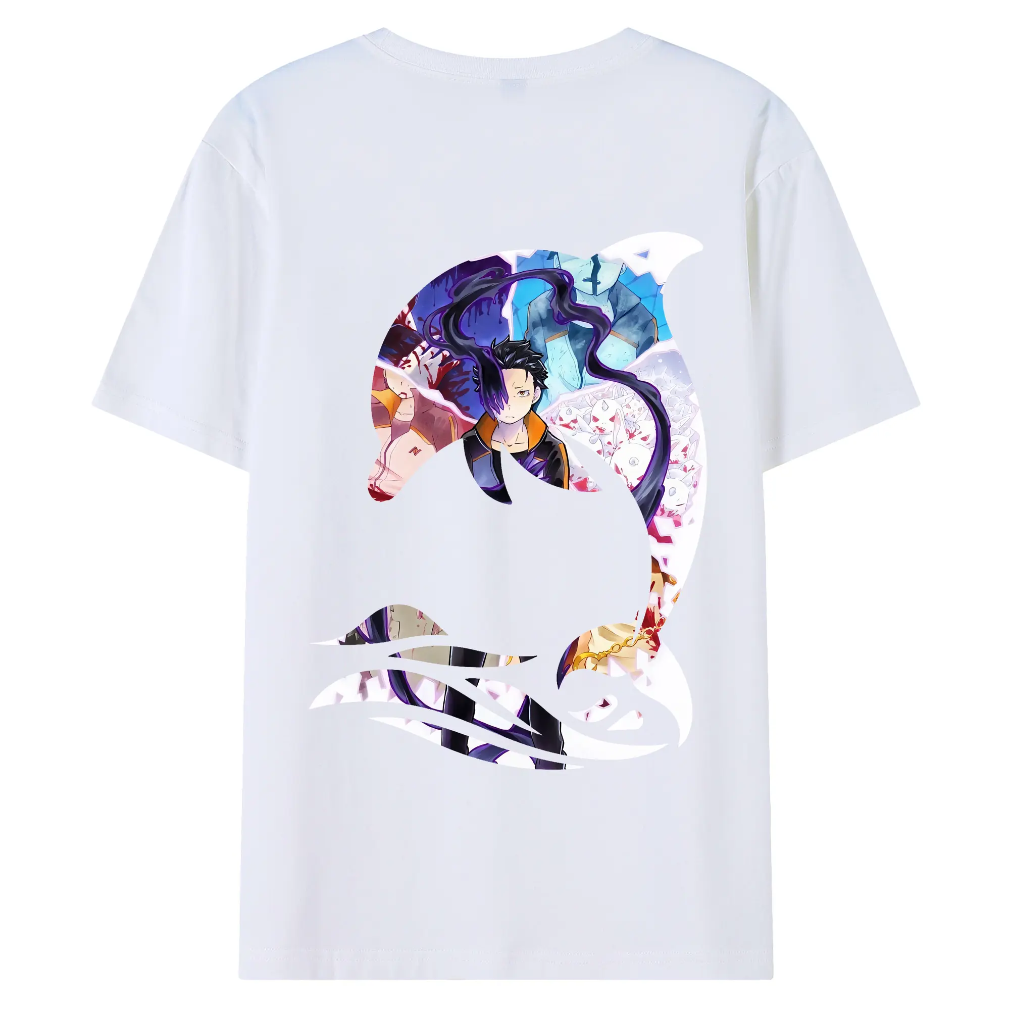 リゼロ グッズ ナツキ・スバル - 綿100％ 半袖Tシャツ ・ バックプリント ・ 快適 通気性 ・ 日常使い 散歩 スポーツ用