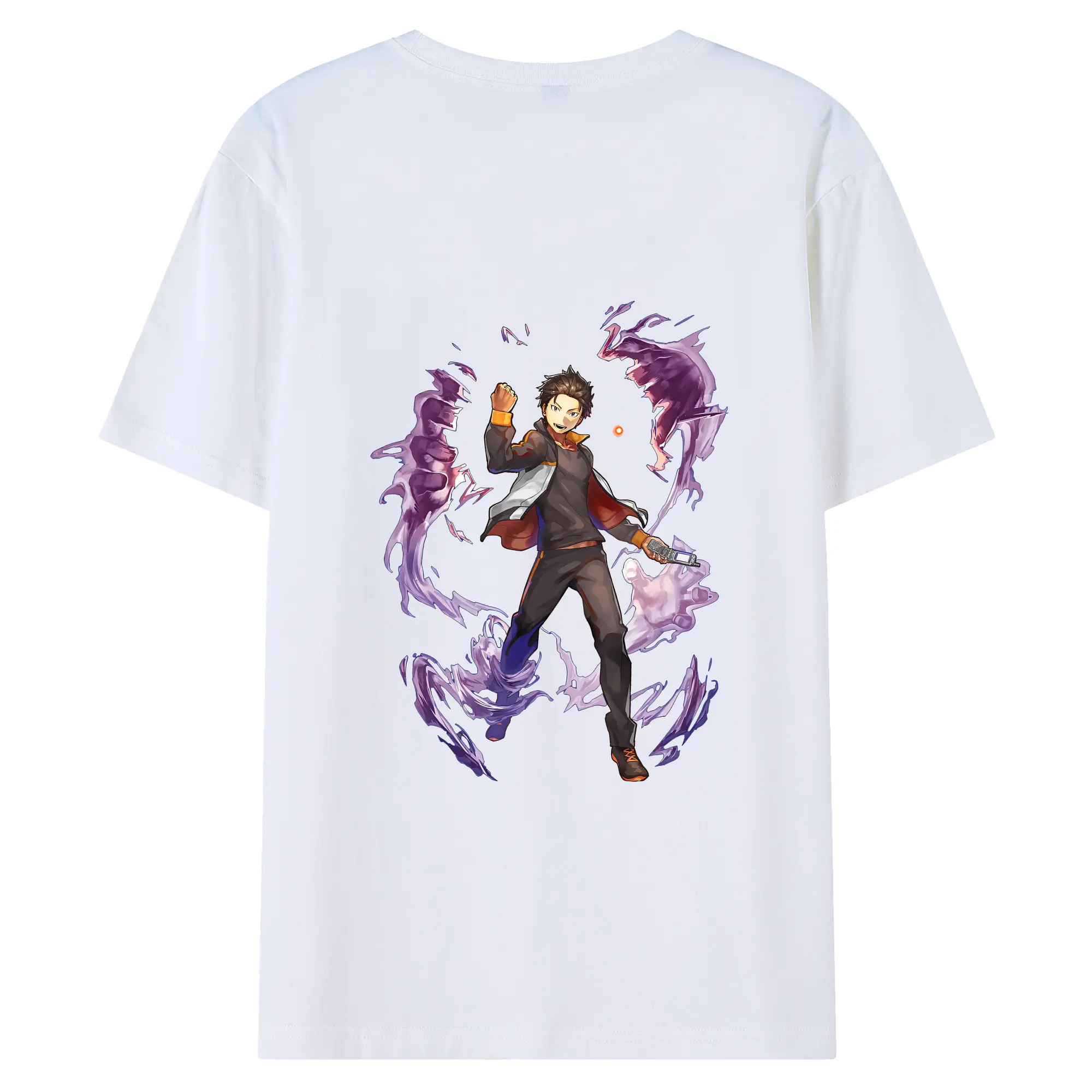 リゼロ グッズ ナツキ・スバル - 綿100％ 半袖Tシャツ ・ バックプリント ・ 快適 通気性 ・ 日常使い 散歩 スポーツ用