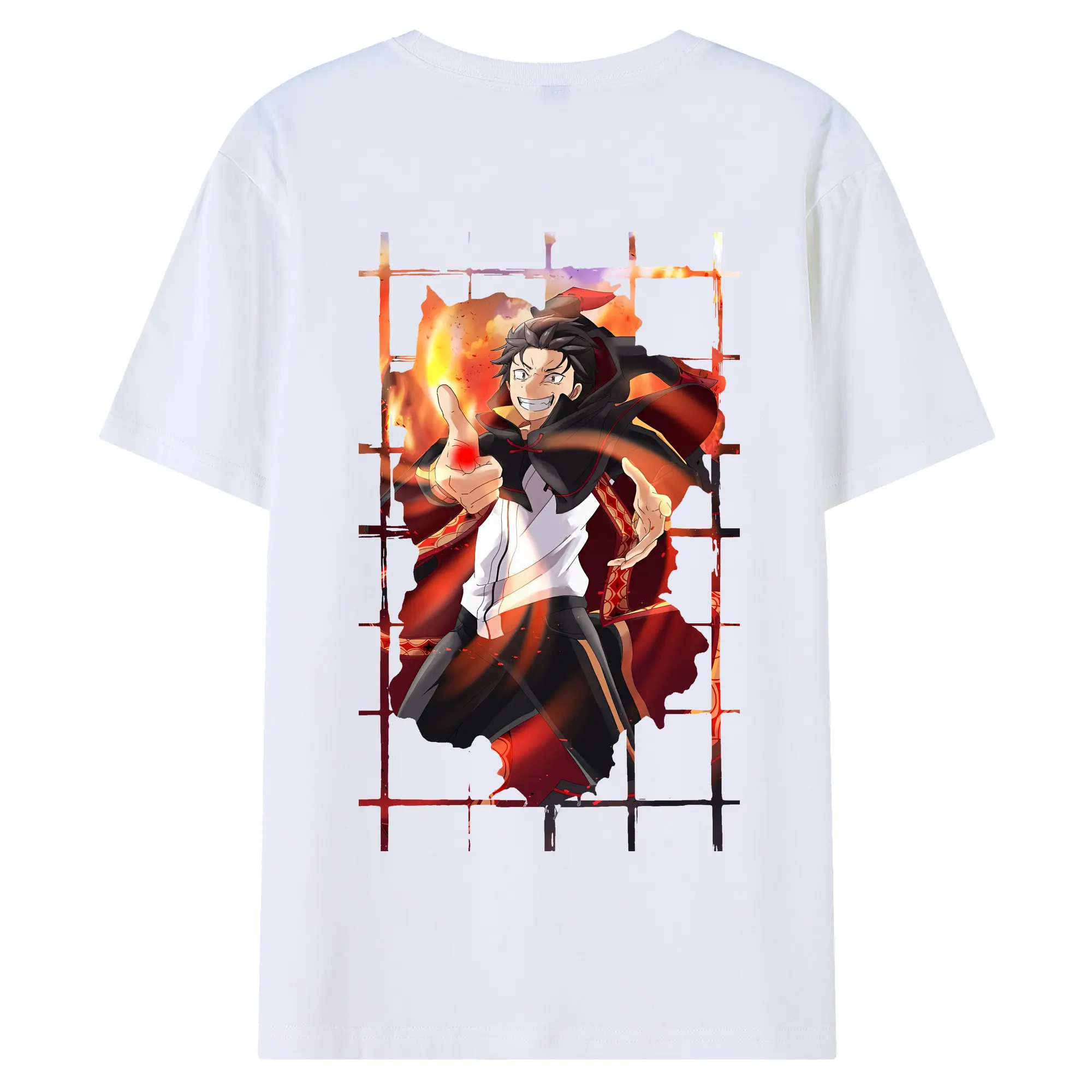 リゼロ グッズ ナツキ・スバル - 綿100％ 半袖Tシャツ ・ バックプリント ・ 快適 通気性 ・ 日常使い 散歩 スポーツ用