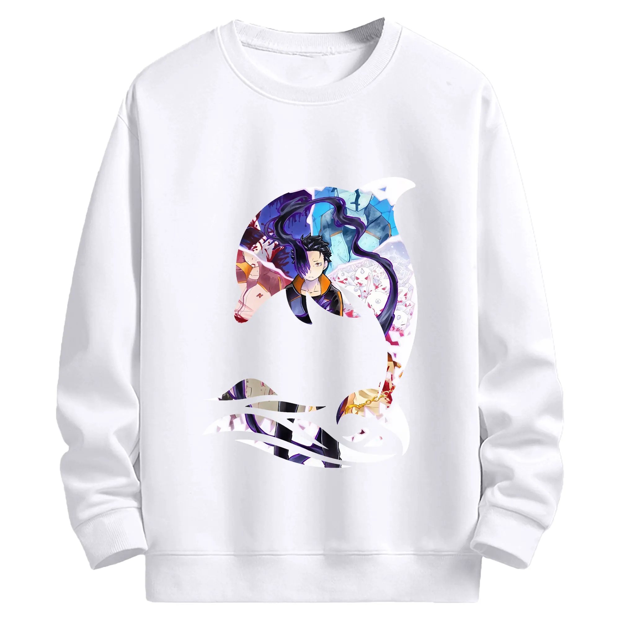 リゼロ グッズ ナツキ・スバル - 高品質 クルーネック スウェット ・ コットン59％ ポリエステル41％ ・ ユニセックス 長袖 トレーナー ・ カジュアル デイリー スポーツ 散歩用