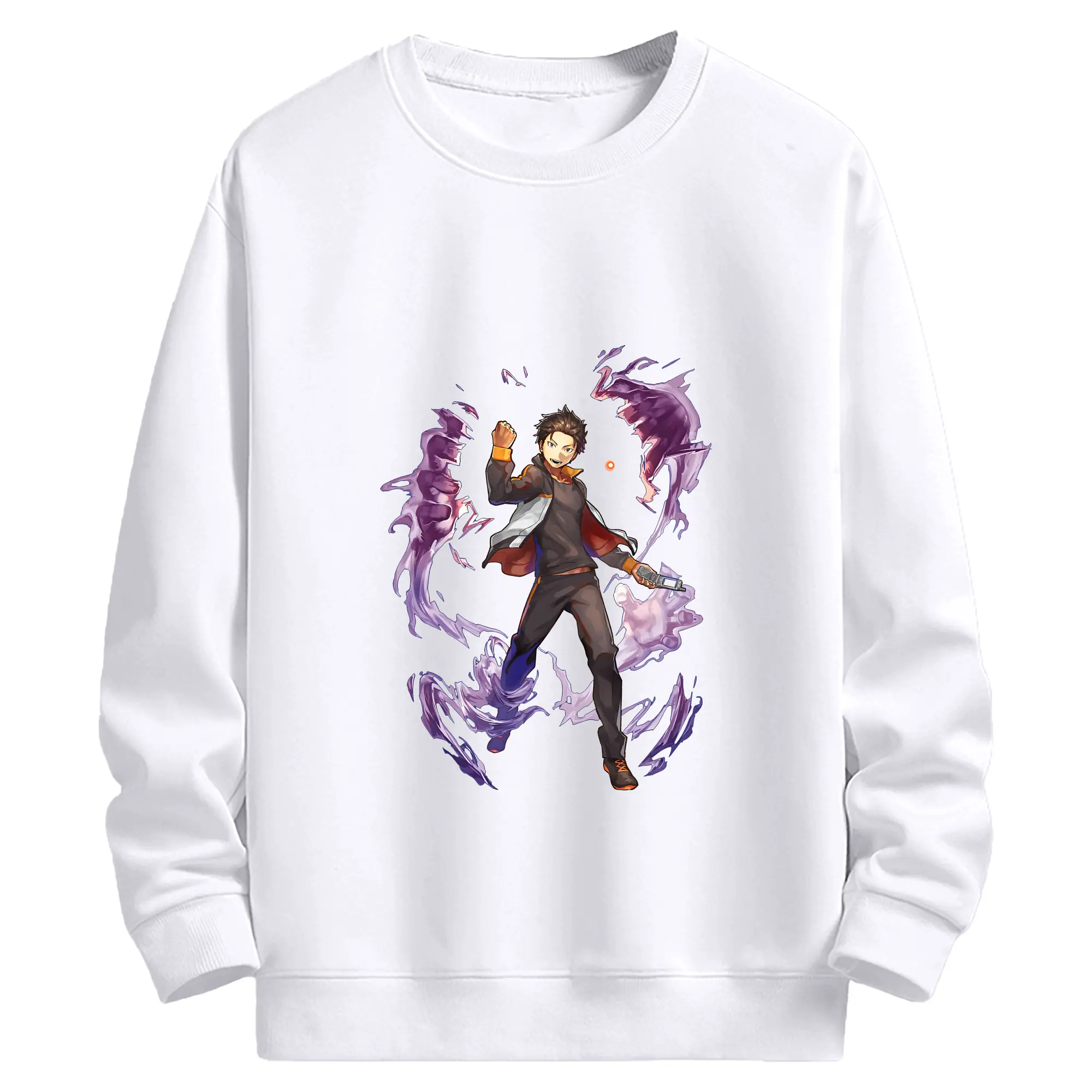 リゼロ グッズ ナツキ・スバル - 高品質 クルーネック スウェット ・ コットン59％ ポリエステル41％ ・ ユニセックス 長袖 トレーナー ・ カジュアル デイリー スポーツ 散歩用