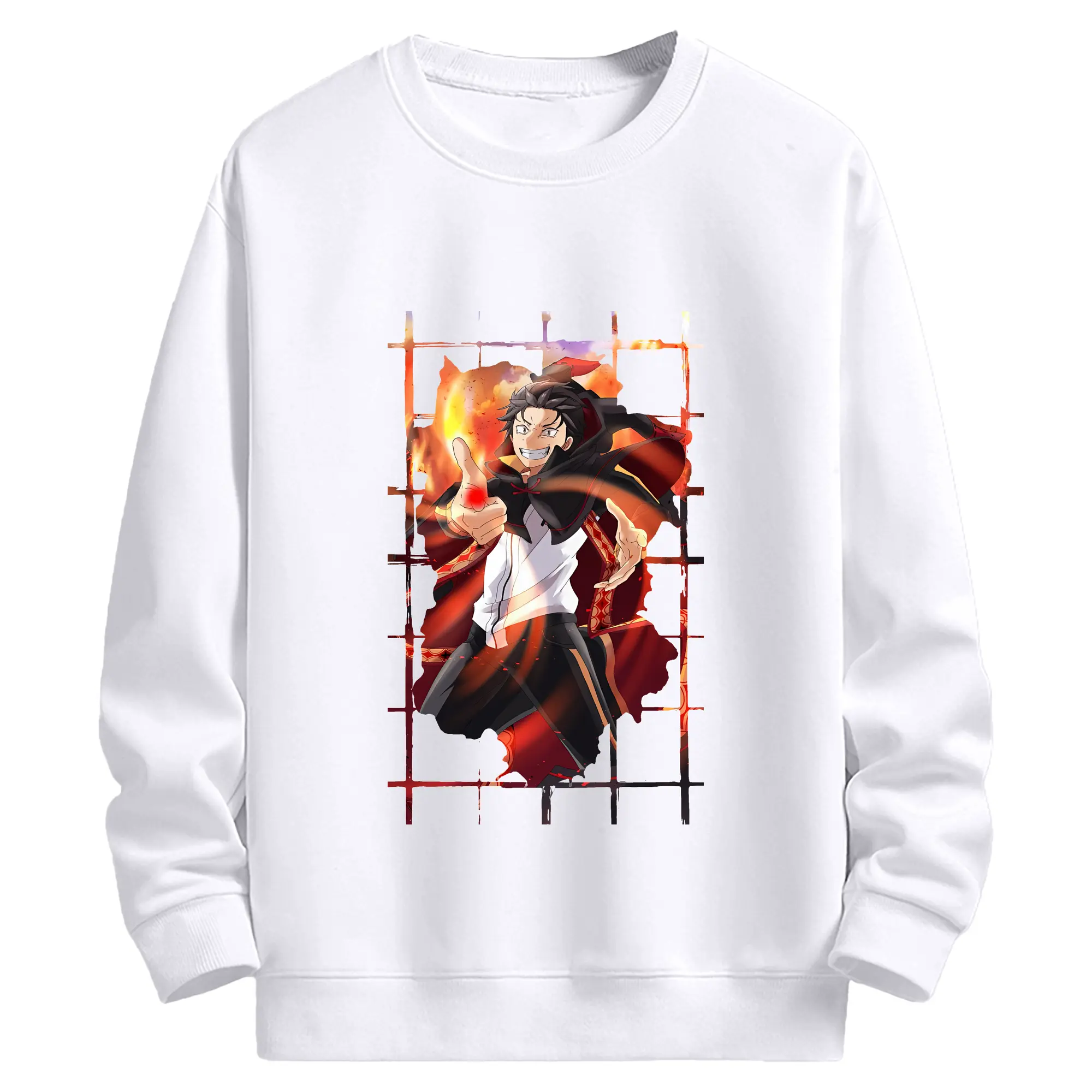 リゼロ グッズ ナツキ・スバル - 高品質 クルーネック スウェット ・ コットン59％ ポリエステル41％ ・ ユニセックス 長袖 トレーナー ・ カジュアル デイリー スポーツ 散歩用