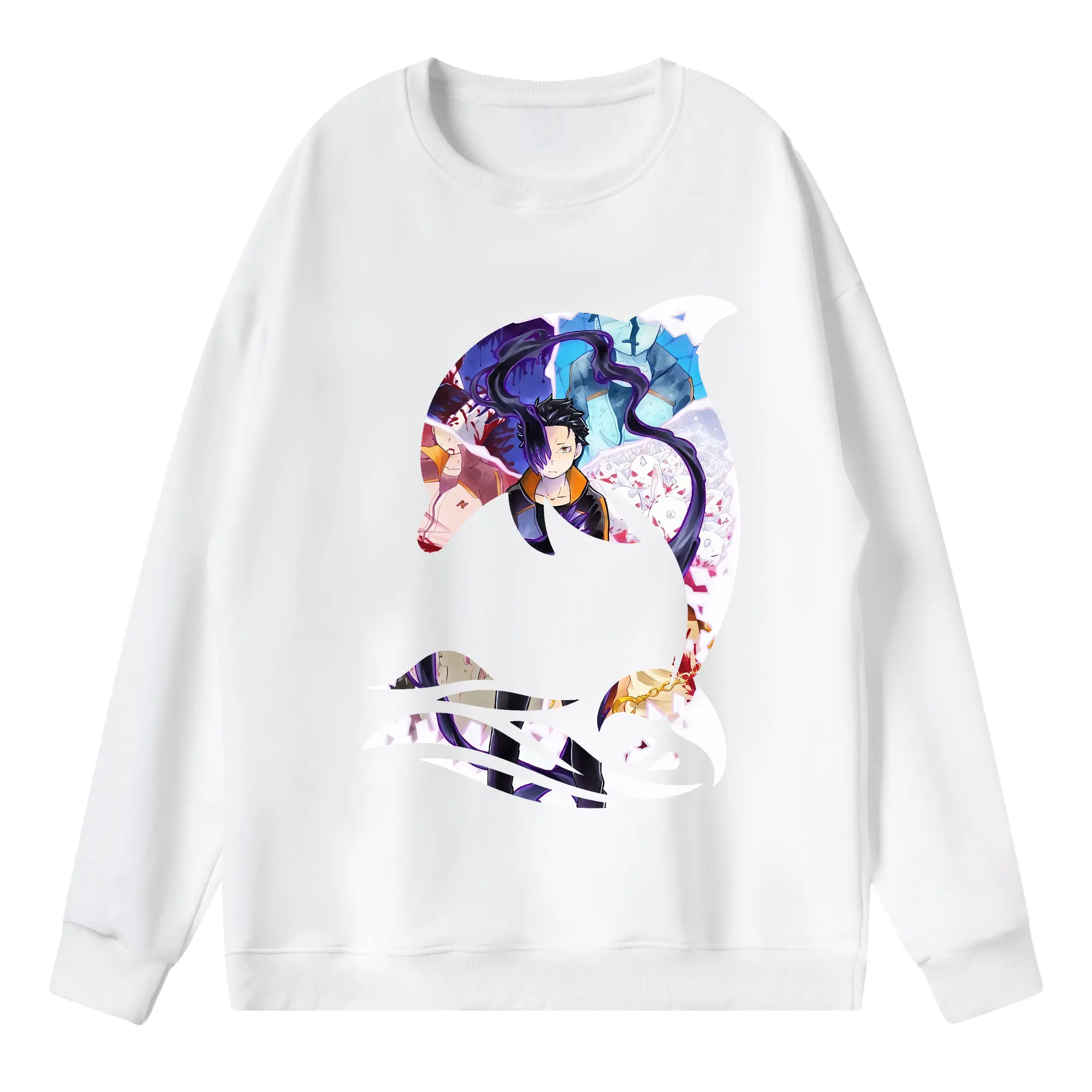 リゼロ グッズ ナツキ・スバル - 薄手 クルーネック スウェット 裏毛260g · ポリエステル 春秋向け カジュアル 男女兼用 · トレーナー デイリー スポーツ 散歩に最適