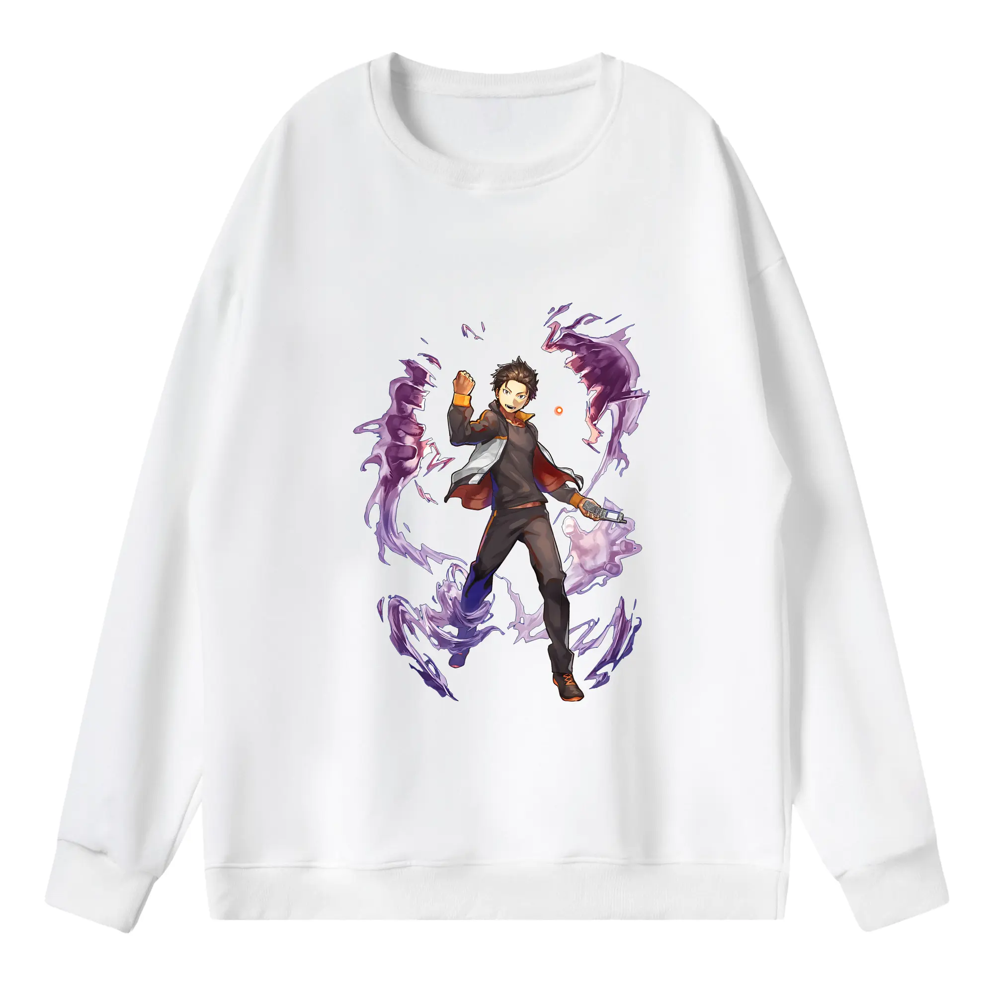 リゼロ グッズ ナツキ・スバル - 薄手 クルーネック スウェット 裏毛260g · ポリエステル 春秋向け カジュアル 男女兼用 · トレーナー デイリー スポーツ 散歩に最適