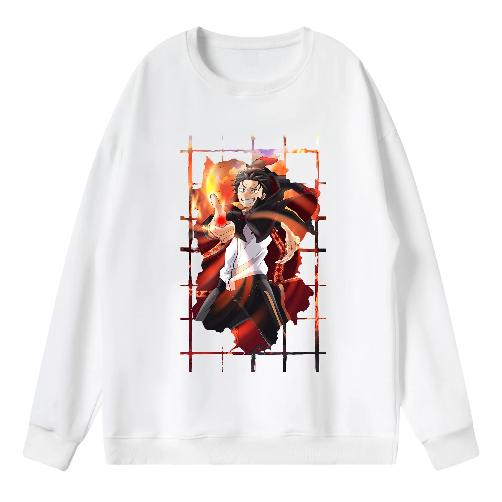 リゼロ グッズ ナツキ・スバル - 薄手 クルーネック スウェット 裏毛260g · ポリエステル 春秋向け カジュアル 男女兼用 · トレーナー デイリー スポーツ 散歩に最適