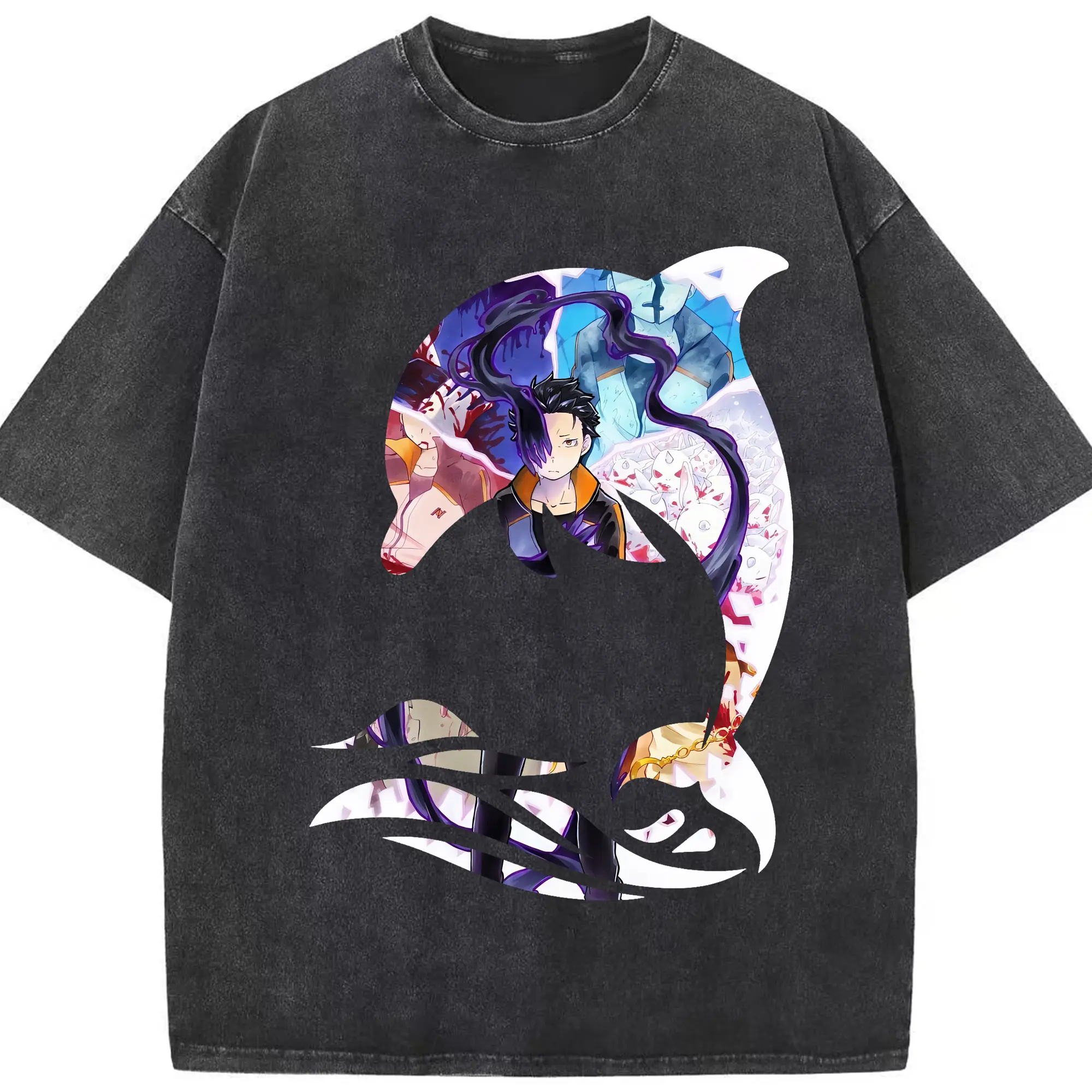 リゼロ グッズ ナツキ・スバル - 綿100％ ヴィンテージ風 半袖Tシャツ ・ フロントプリント ・ 柔らか肌触り ・ 通気性 快適 ・ スポーツ カジュアル 外出用