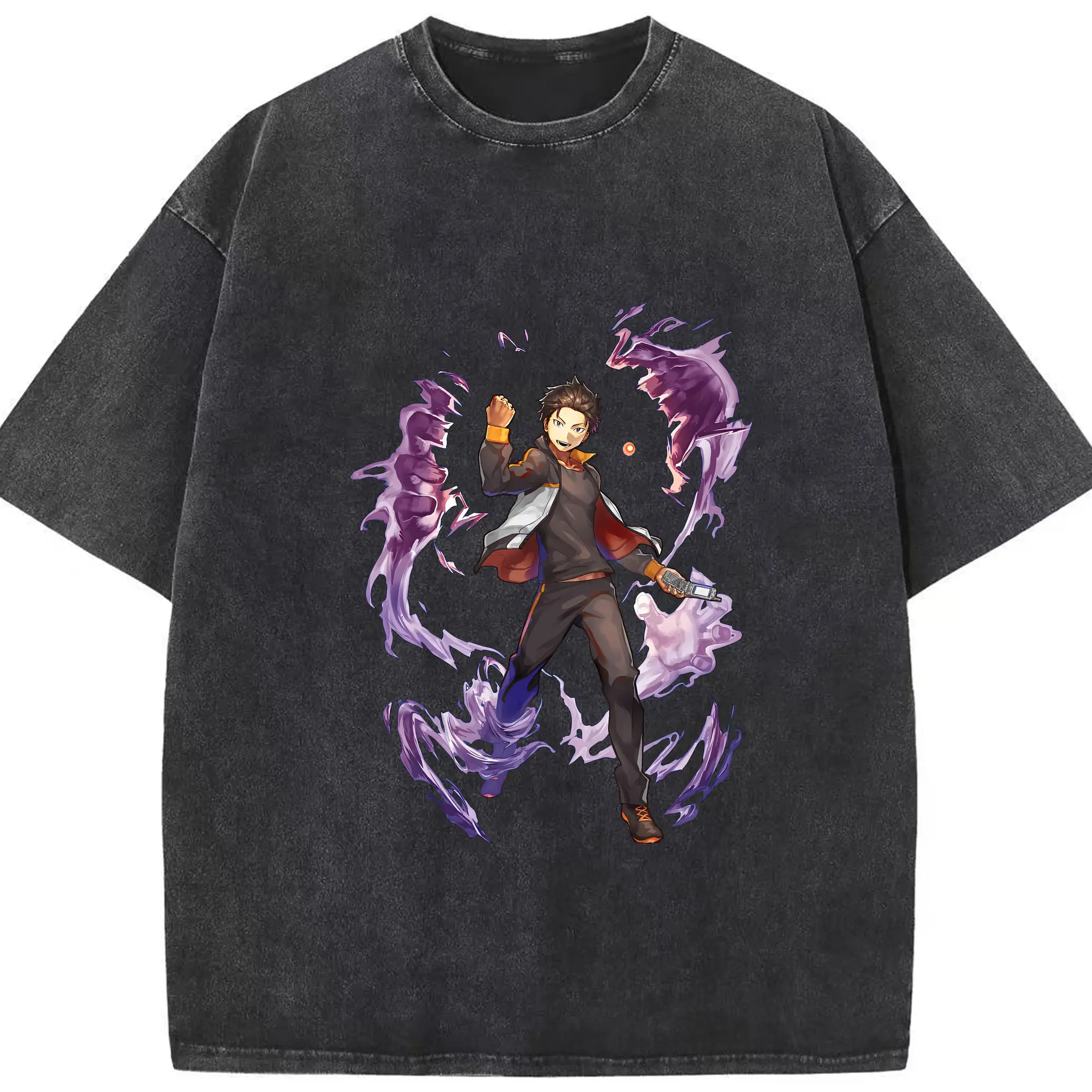 リゼロ グッズ ナツキ・スバル - 綿100％ ヴィンテージ風 半袖Tシャツ ・ フロントプリント ・ 柔らか肌触り ・ 通気性 快適 ・ スポーツ カジュアル 外出用