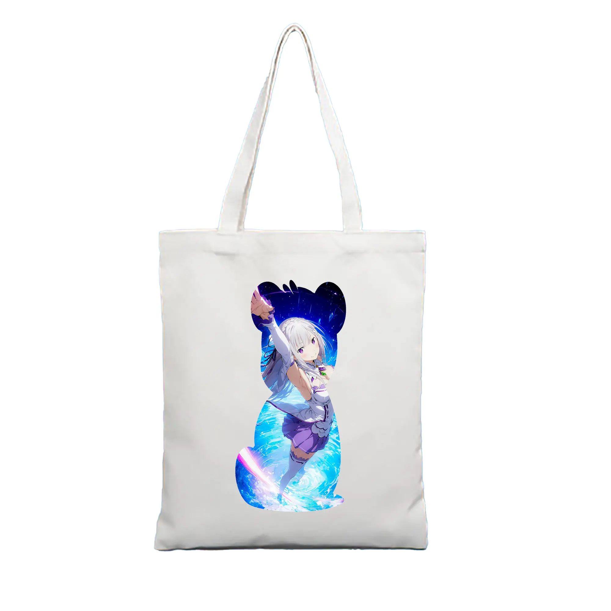 リゼロ グッズ エミリア - 縦型キャンバス手提げバッグ（トートバッグ） ・ キャンバス素材 ・ ショッピング用 ・ 軽量 丈夫 お手入れ簡単