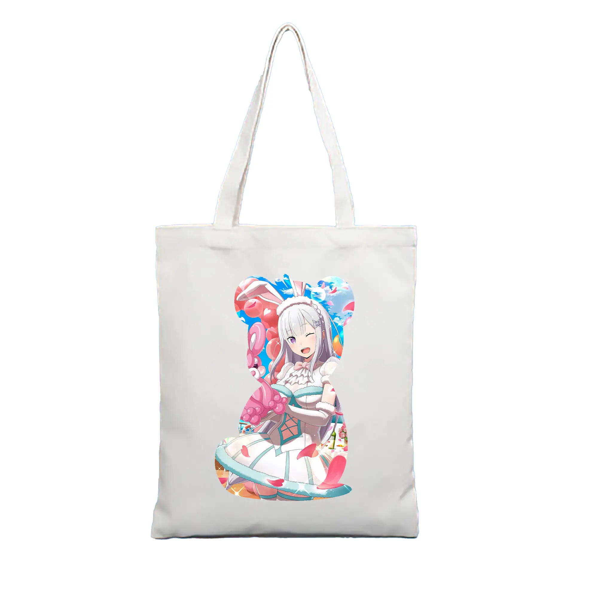 リゼロ グッズ エミリア - 縦型キャンバス手提げバッグ（トートバッグ） ・ キャンバス素材 ・ ショッピング用 ・ 軽量 丈夫 お手入れ簡単