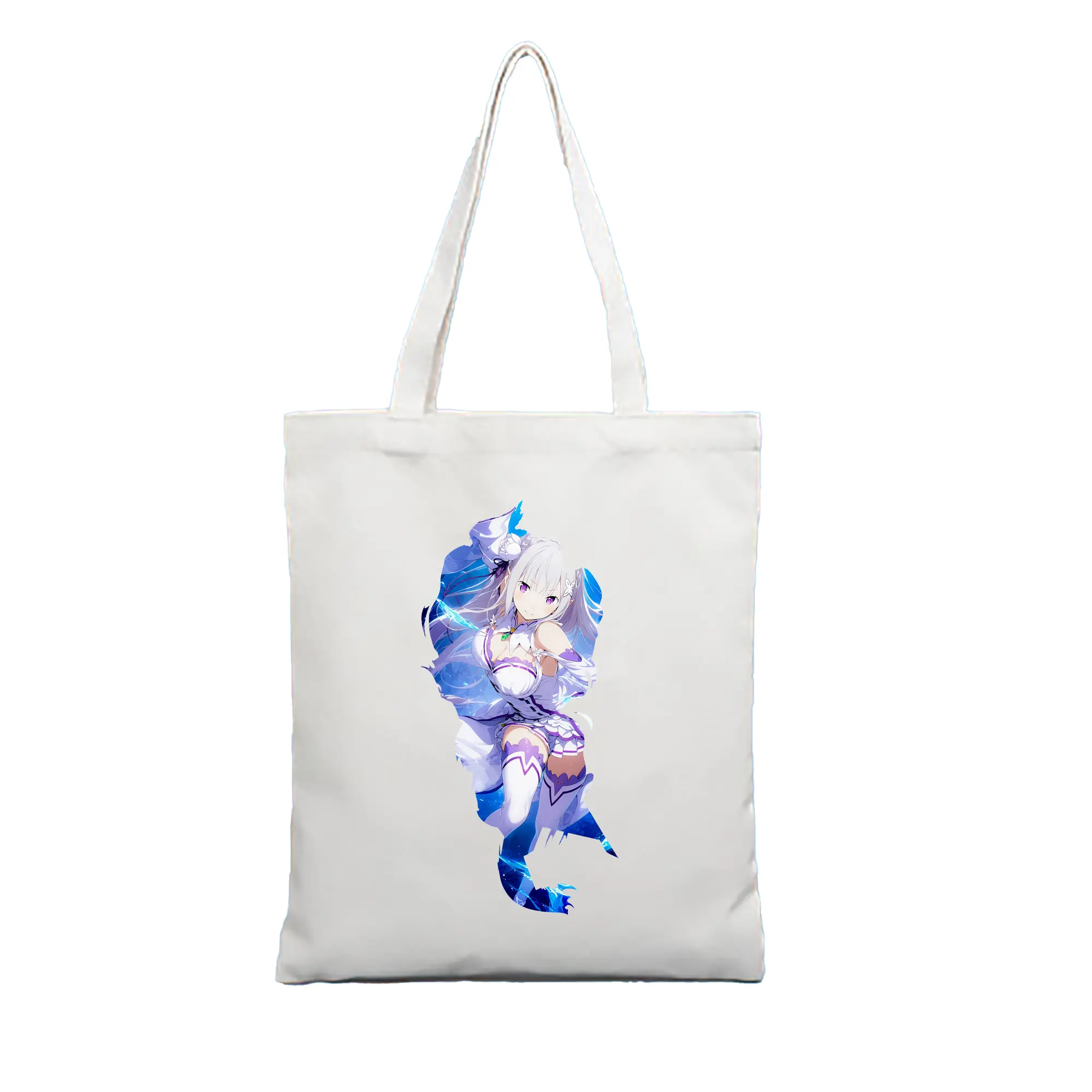 リゼロ グッズ エミリア - 縦型キャンバス手提げバッグ（トートバッグ） ・ キャンバス素材 ・ ショッピング用 ・ 軽量 丈夫 お手入れ簡単