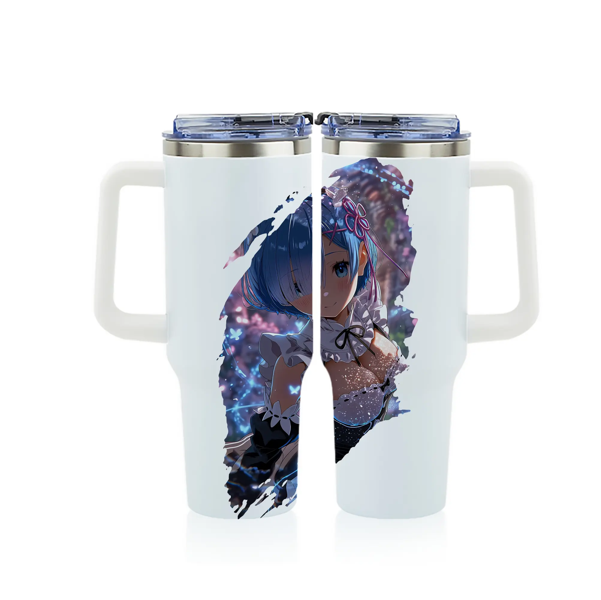 リゼロ グッズ レム - 1200mL フルプリント車用タンブラー ・ 304ステンレス 内側 ・ 201ステンレス 外側 ・ 保温 保冷 ・ 通勤 ドライブ アウトドア用