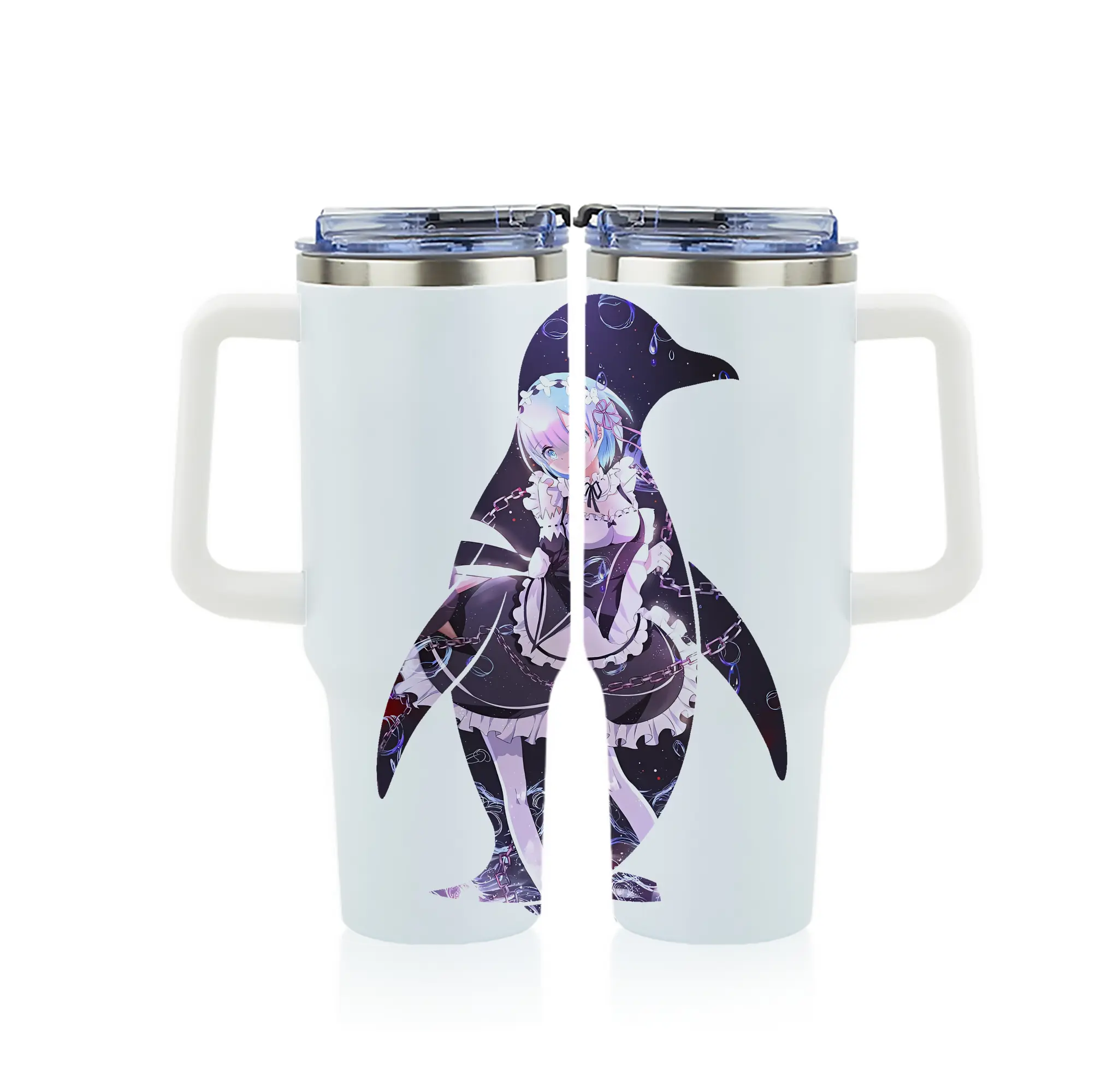 リゼロ グッズ レム - 1200mL フルプリント車用タンブラー ・ 304ステンレス 内側 ・ 201ステンレス 外側 ・ 保温 保冷 ・ 通勤 ドライブ アウトドア用