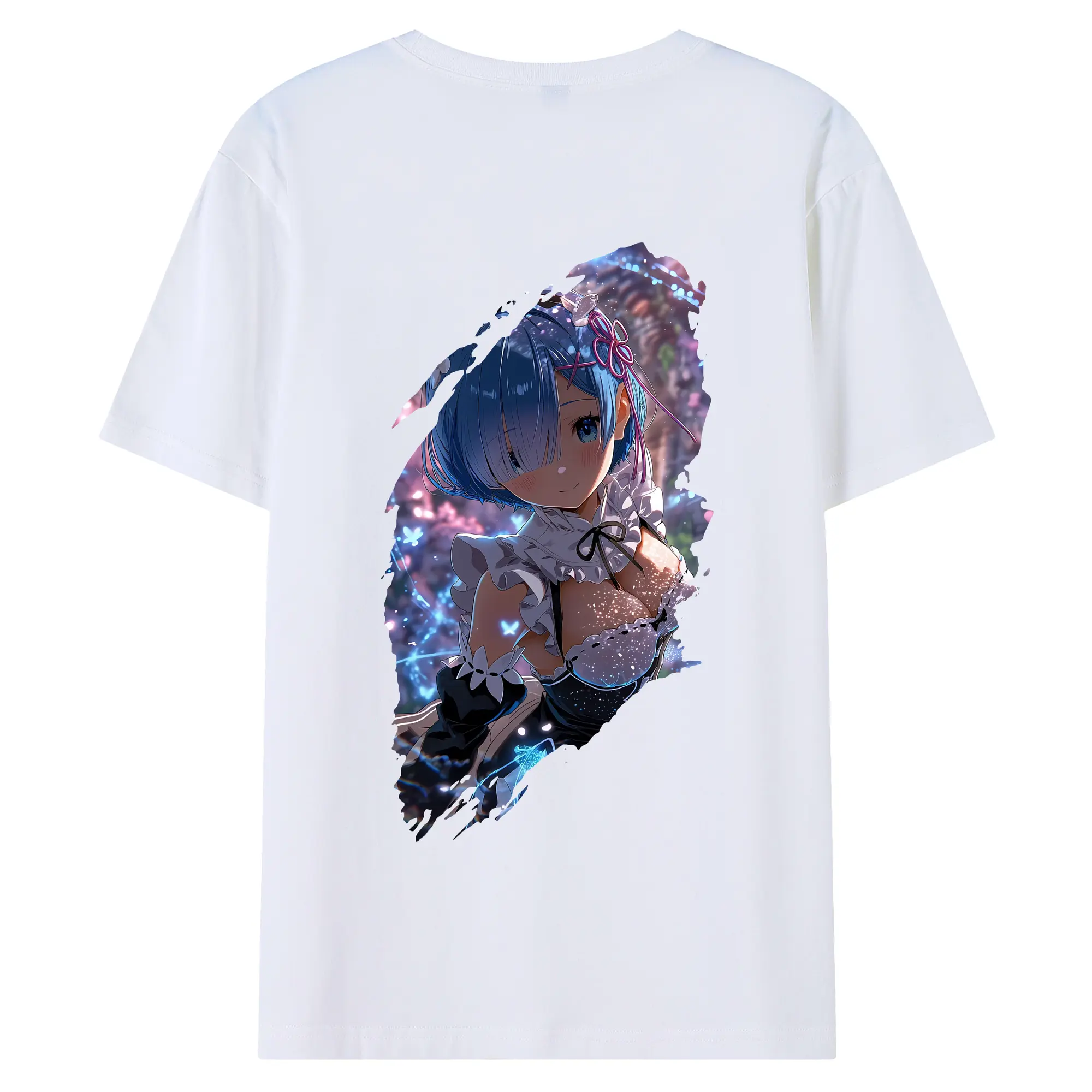 リゼロ グッズ レム - 綿100％ 半袖Tシャツ ・ バックプリント ・ 快適 通気性 ・ 日常使い 散歩 スポーツ用