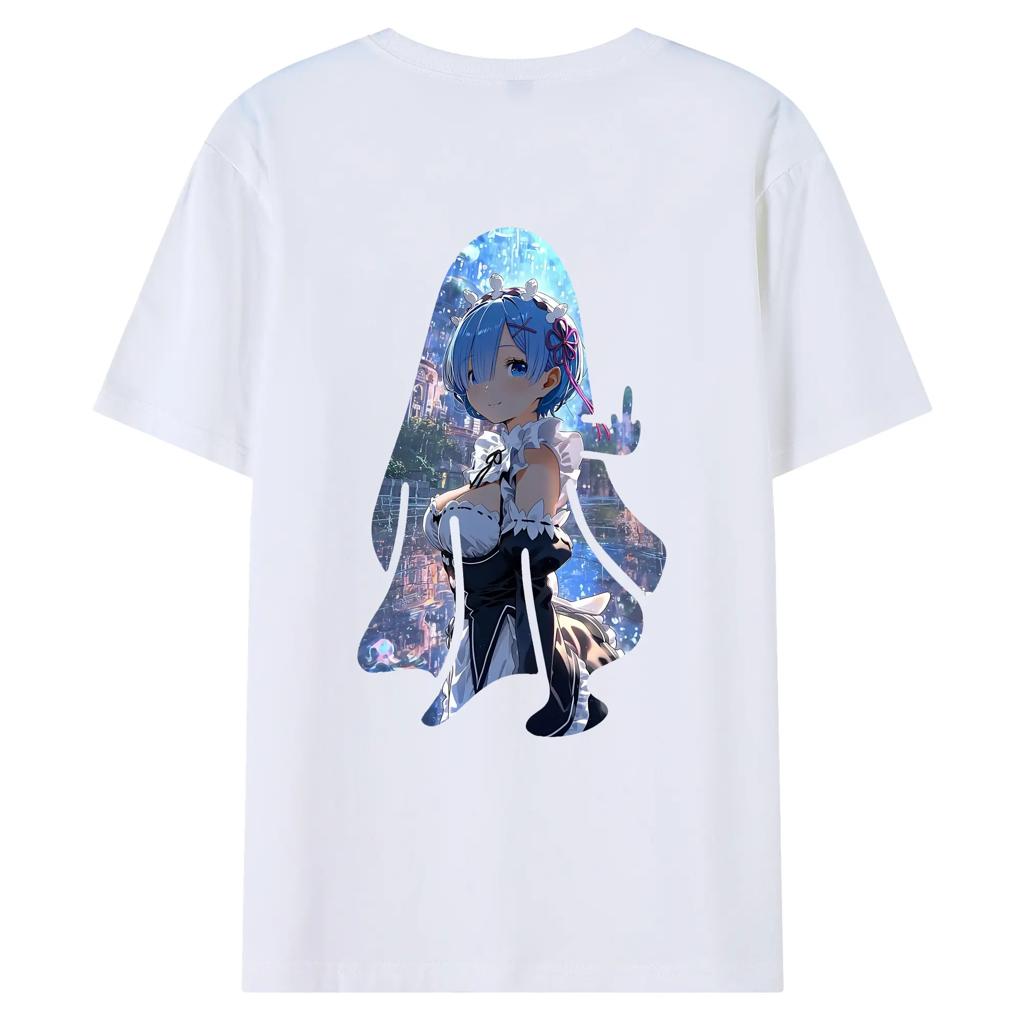 リゼロ グッズ レム - 綿100％ 半袖Tシャツ ・ バックプリント ・ 快適 通気性 ・ 日常使い 散歩 スポーツ用