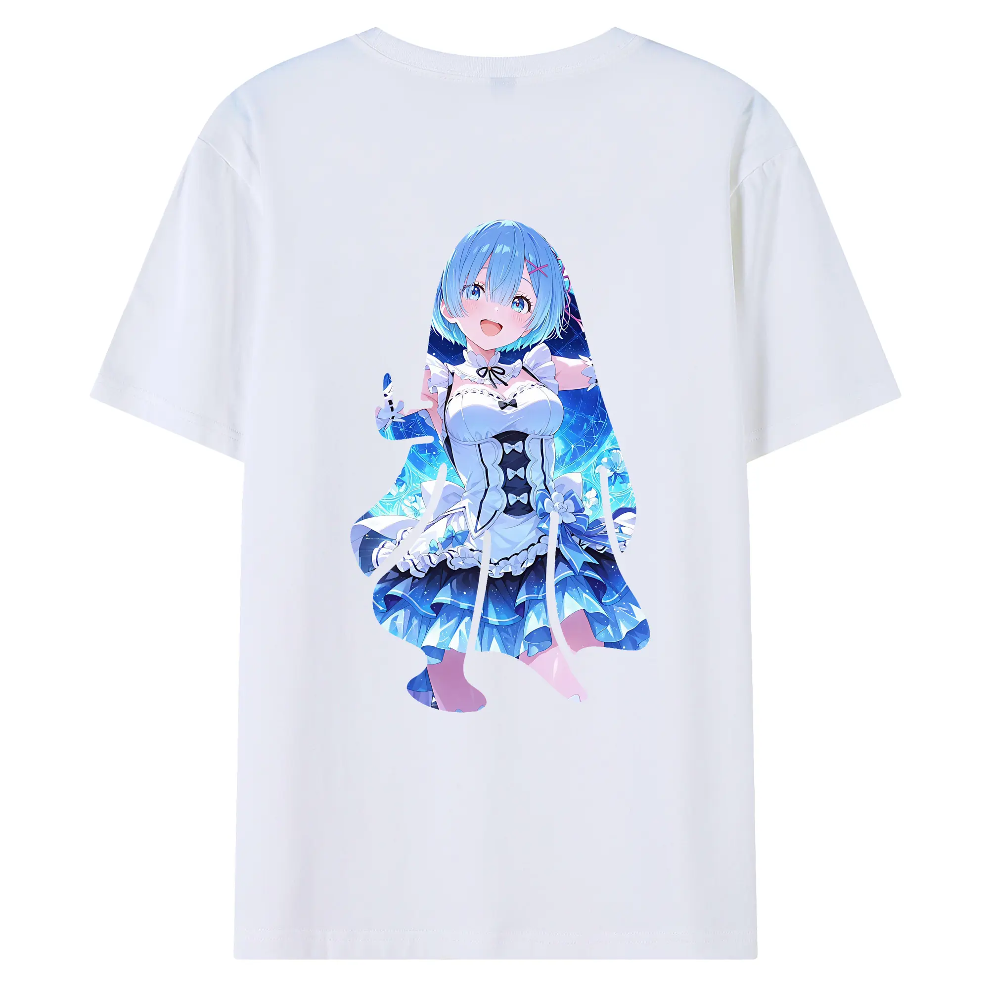 リゼロ グッズ レム - 綿100％ 半袖Tシャツ ・ バックプリント ・ 快適 通気性 ・ 日常使い 散歩 スポーツ用