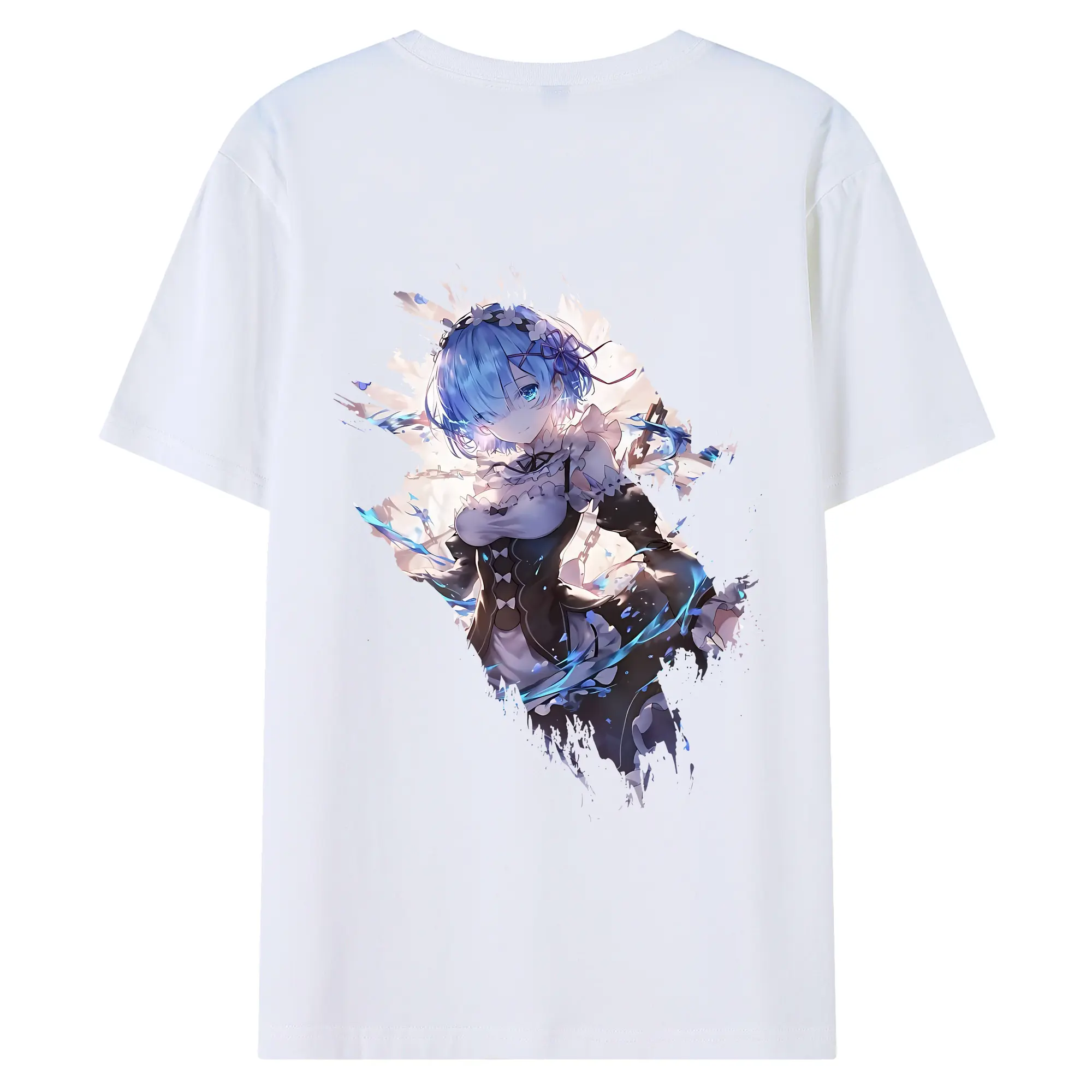 リゼロ グッズ レム - 綿100％ 半袖Tシャツ ・ バックプリント ・ 快適 通気性 ・ 日常使い 散歩 スポーツ用