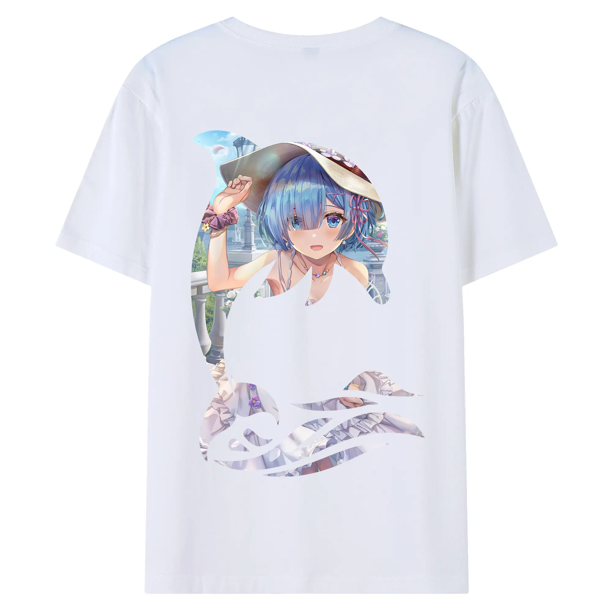 リゼロ グッズ レム - 綿100％ 半袖Tシャツ ・ バックプリント ・ 快適 通気性 ・ 日常使い 散歩 スポーツ用