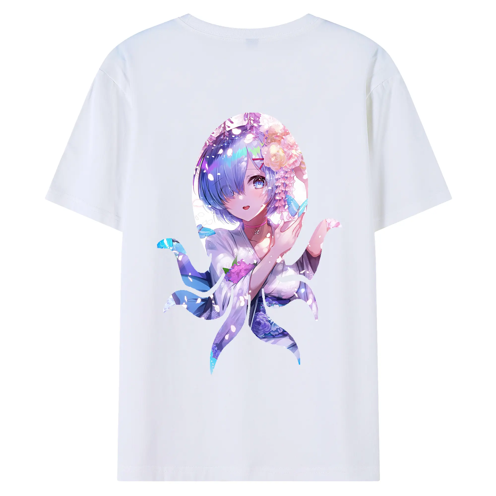 リゼロ グッズ レム - 綿100％ 半袖Tシャツ ・ バックプリント ・ 快適 通気性 ・ 日常使い 散歩 スポーツ用