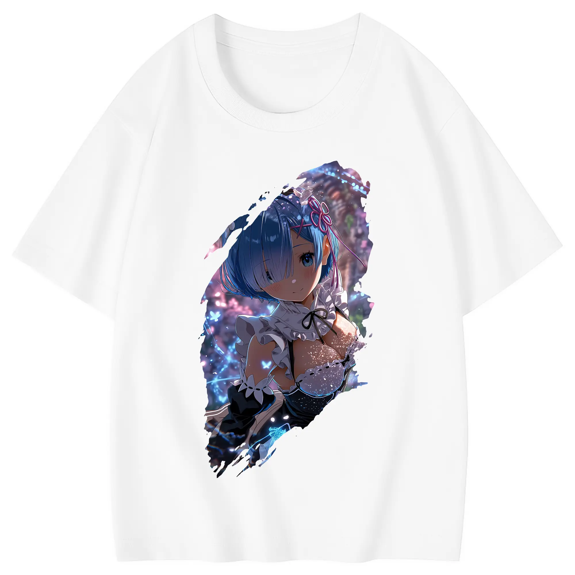 リゼロ グッズ レム - 綿100％ キッズTシャツ ・ フロントプリント ・ 快適 通気性 ・ スポーツ カジュアル 散歩用