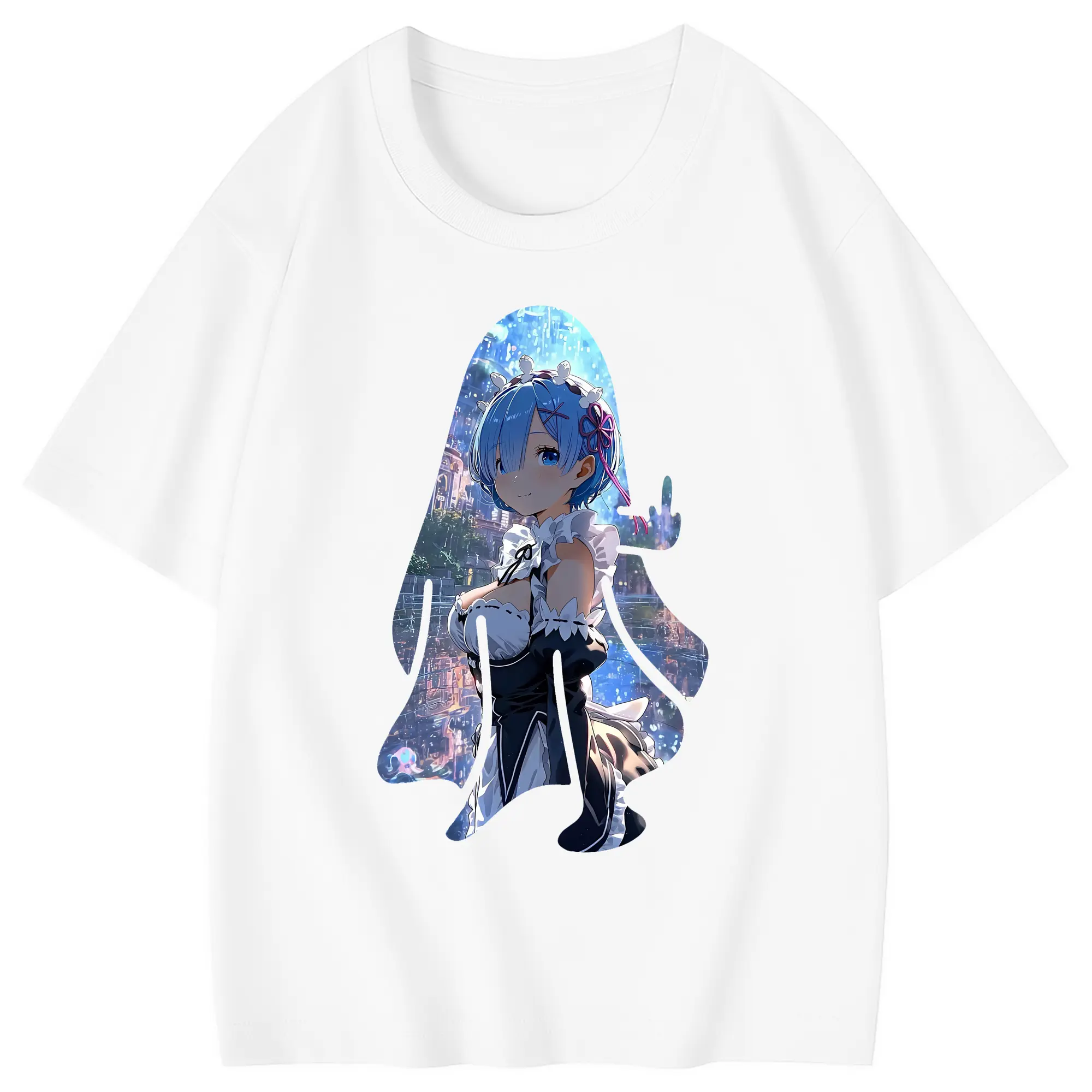 リゼロ グッズ レム - 綿100％ キッズTシャツ ・ フロントプリント ・ 快適 通気性 ・ スポーツ カジュアル 散歩用