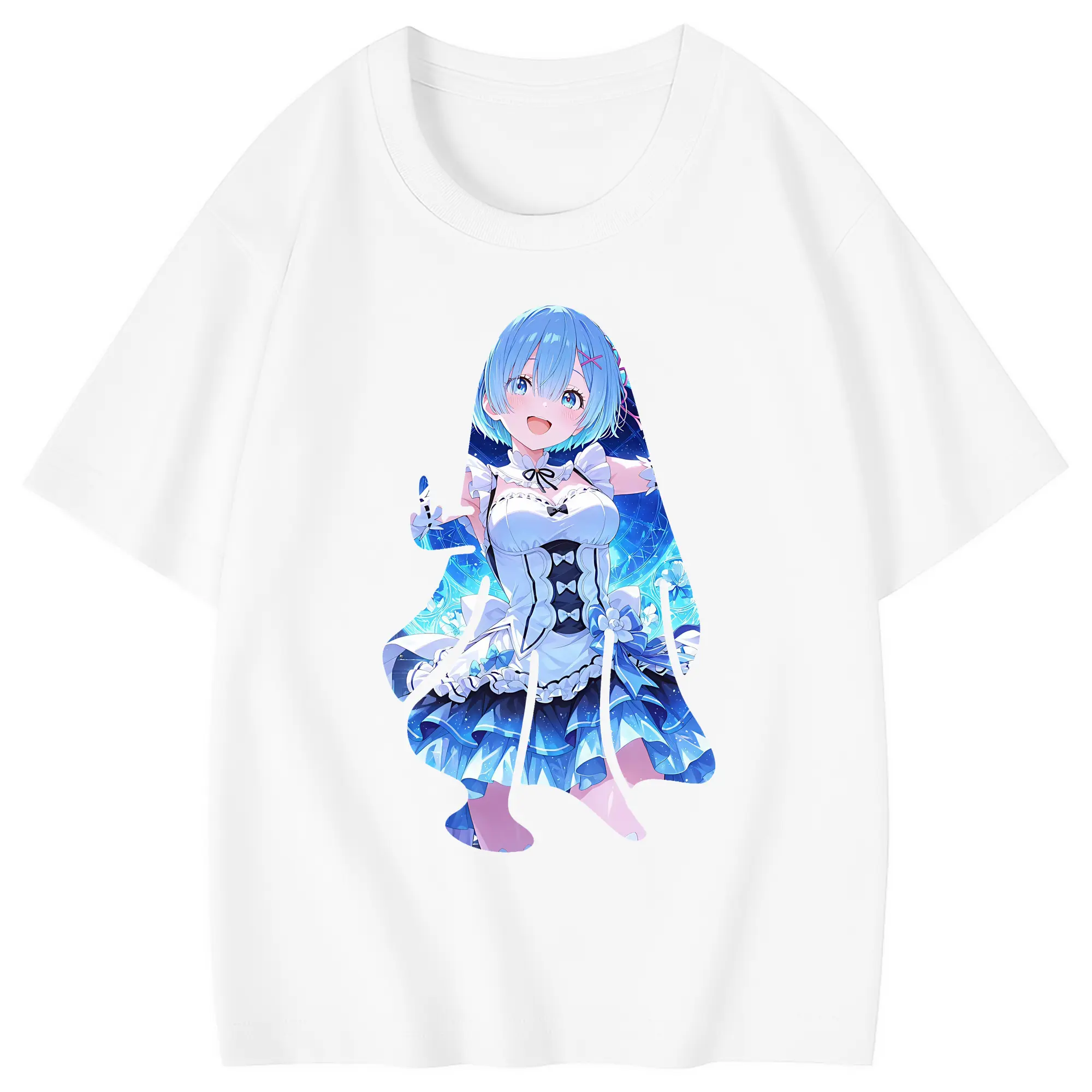 リゼロ グッズ レム - 綿100％ キッズTシャツ ・ フロントプリント ・ 快適 通気性 ・ スポーツ カジュアル 散歩用