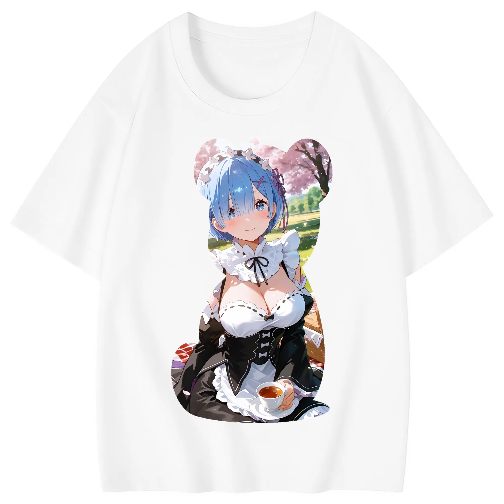 リゼロ グッズ レム - 綿100％ キッズTシャツ ・ フロントプリント ・ 快適 通気性 ・ スポーツ カジュアル 散歩用