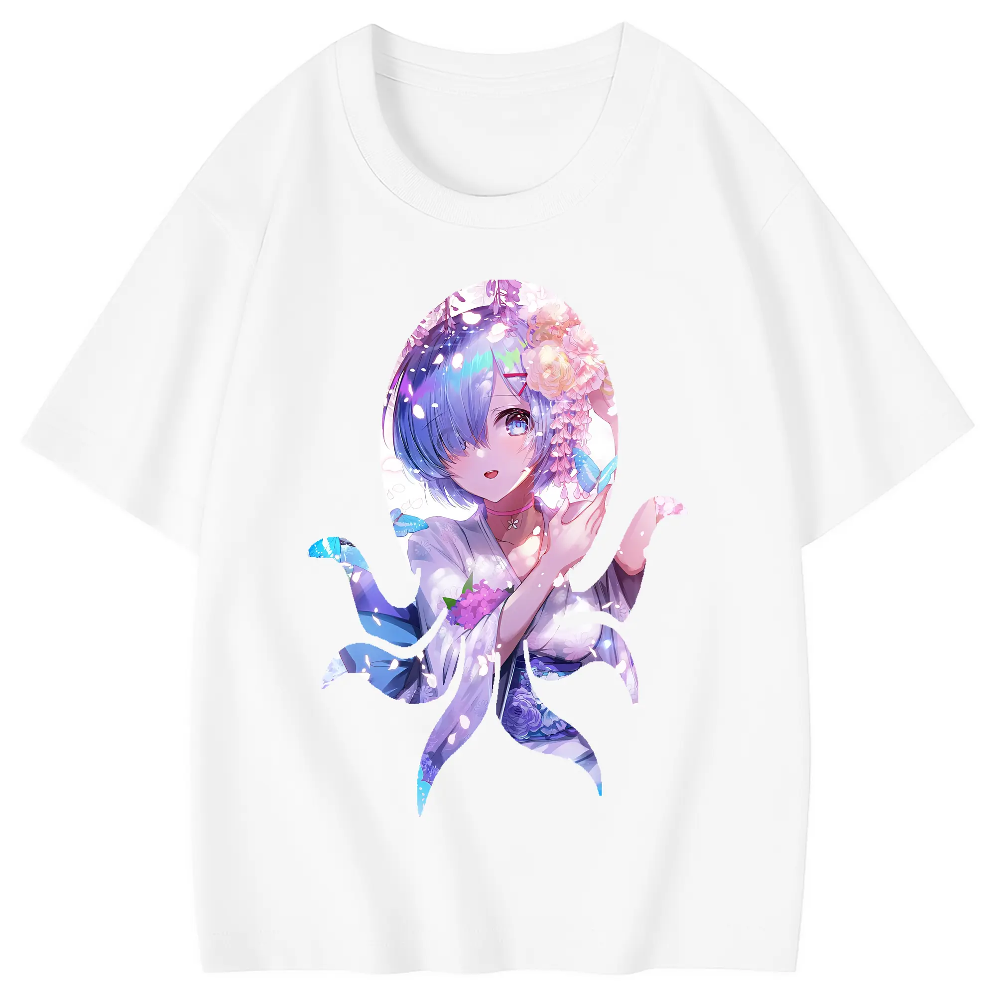 リゼロ グッズ レム - 綿100％ キッズTシャツ ・ フロントプリント ・ 快適 通気性 ・ スポーツ カジュアル 散歩用