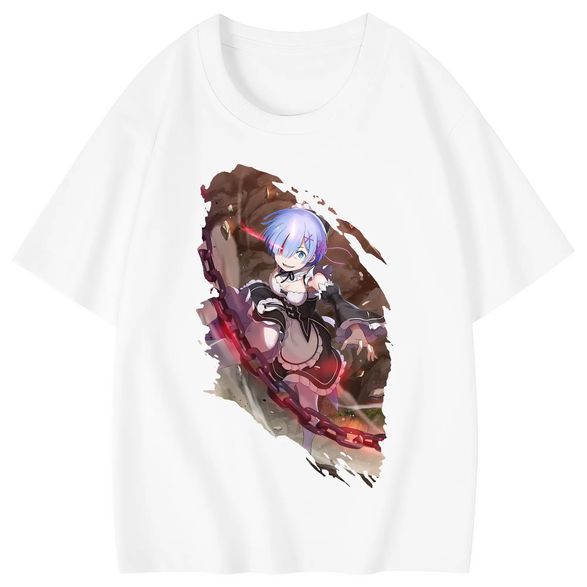 リゼロ グッズ レム - 綿100％ キッズTシャツ ・ フロントプリント ・ 快適 通気性 ・ スポーツ カジュアル 散歩用