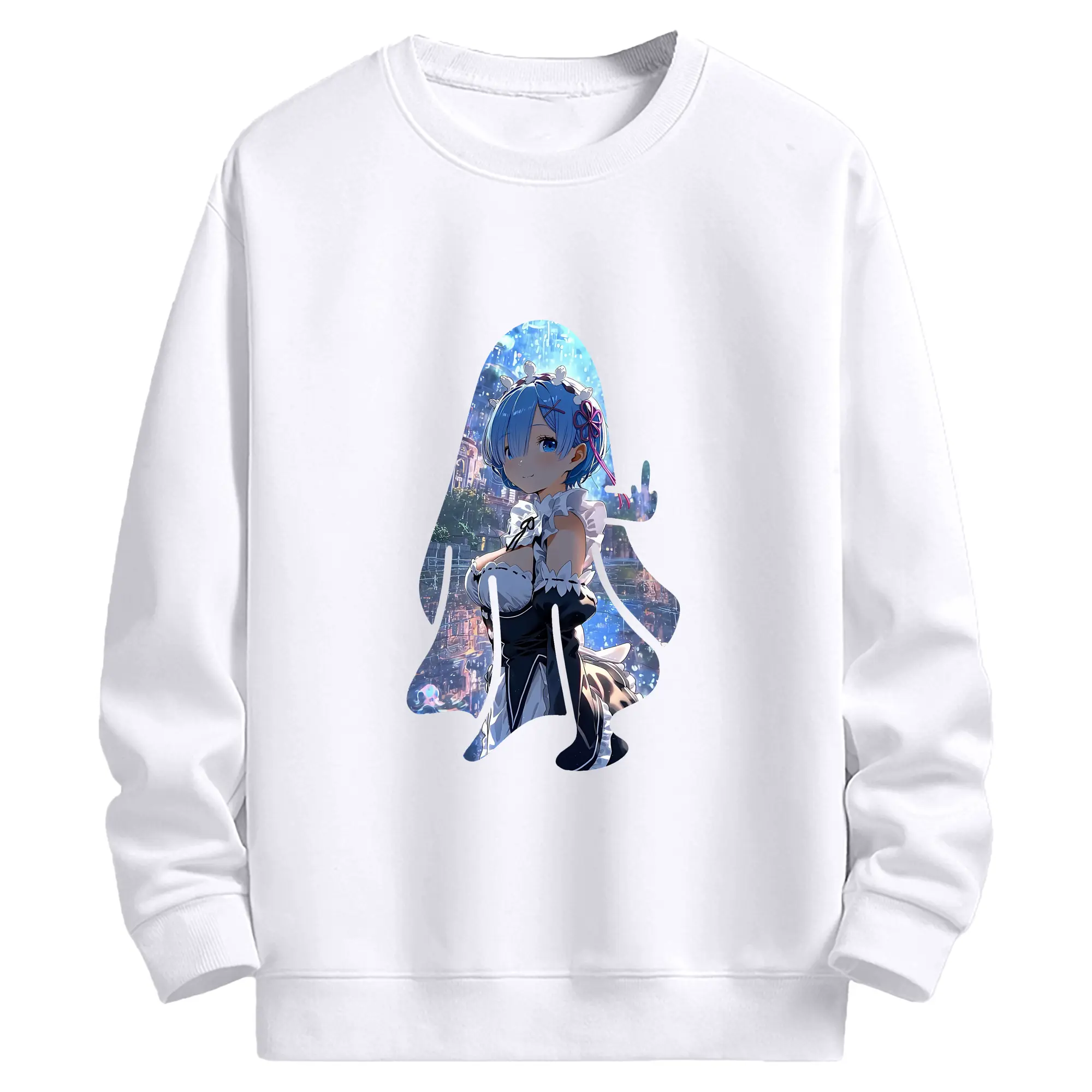 リゼロ グッズ レム - 高品質 クルーネック スウェット ・ コットン59％ ポリエステル41％ ・ ユニセックス 長袖 トレーナー ・ カジュアル デイリー スポーツ 散歩用