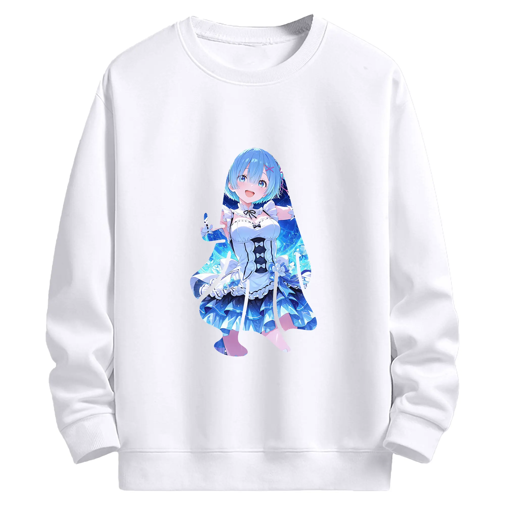 リゼロ グッズ レム - 高品質 クルーネック スウェット ・ コットン59％ ポリエステル41％ ・ ユニセックス 長袖 トレーナー ・ カジュアル デイリー スポーツ 散歩用