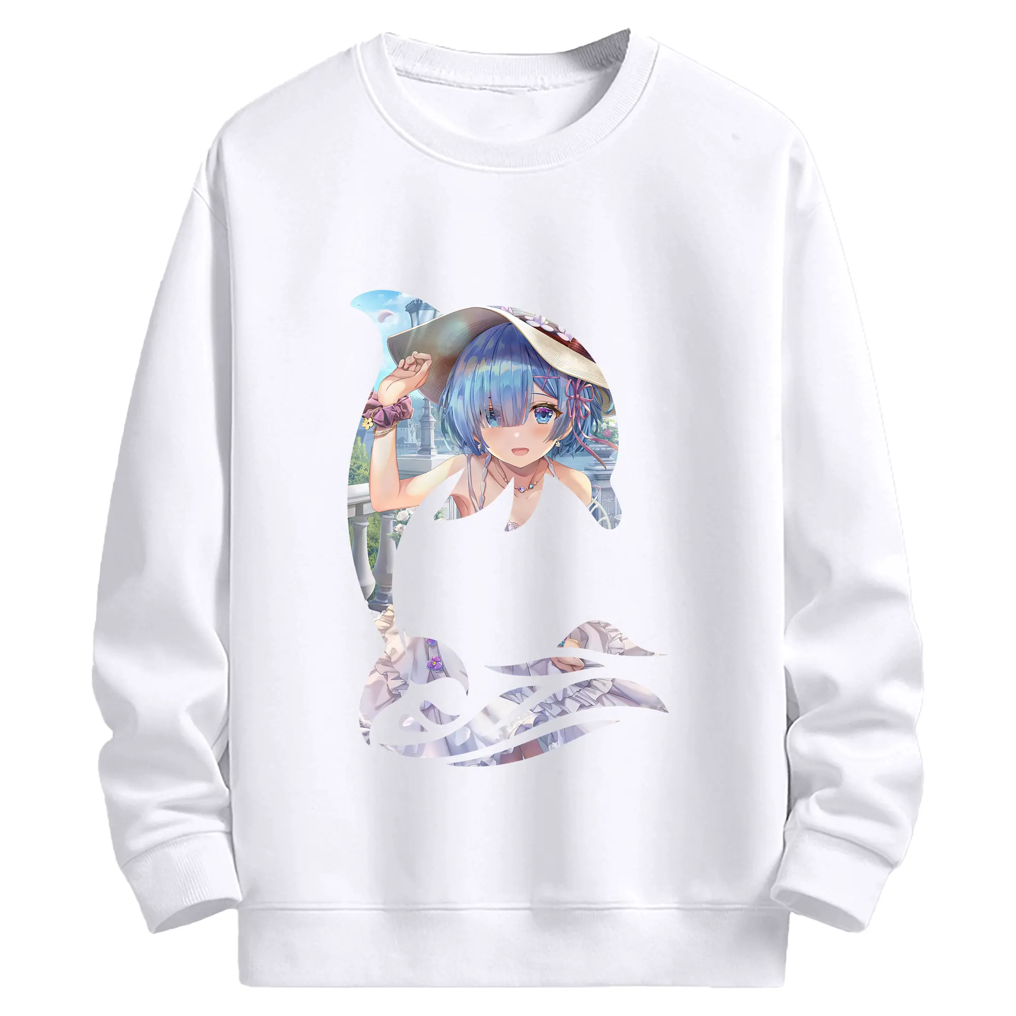 リゼロ グッズ レム - 高品質 クルーネック スウェット ・ コットン59％ ポリエステル41％ ・ ユニセックス 長袖 トレーナー ・ カジュアル デイリー スポーツ 散歩用