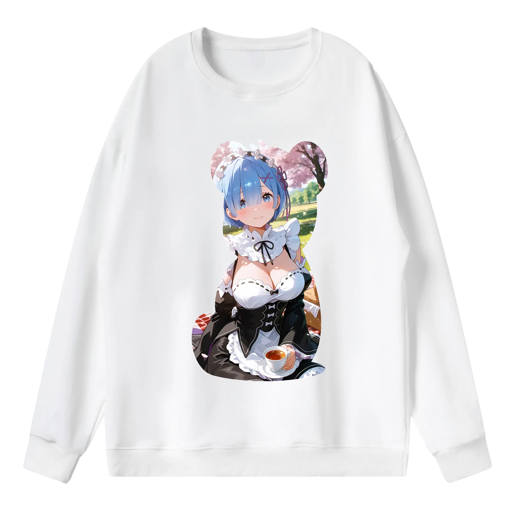 リゼロ グッズ レム - 薄手 クルーネック スウェット 裏毛260g · ポリエステル 春秋向け カジュアル 男女兼用 · トレーナー デイリー スポーツ 散歩に最適