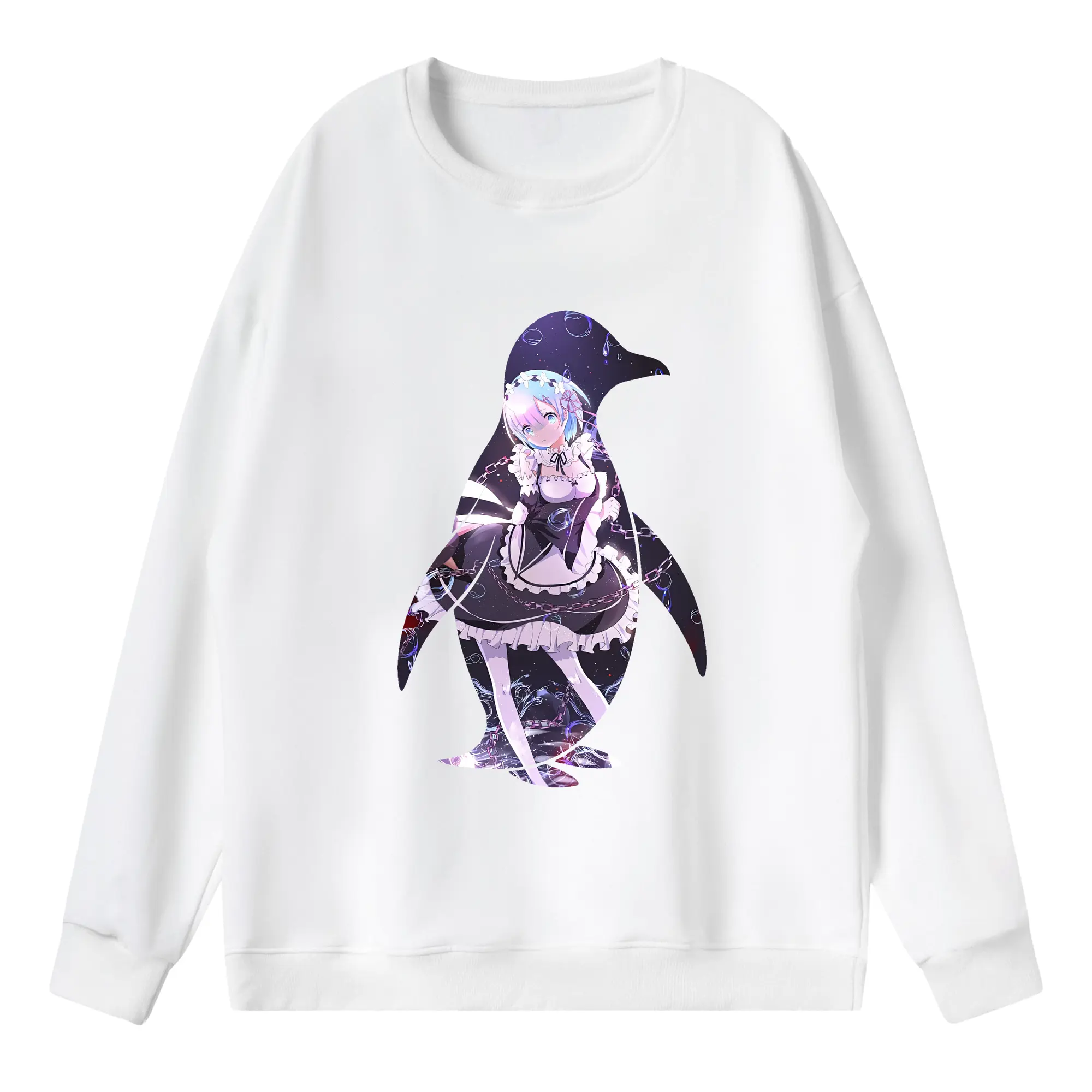 リゼロ グッズ レム - 薄手 クルーネック スウェット 裏毛260g · ポリエステル 春秋向け カジュアル 男女兼用 · トレーナー デイリー スポーツ 散歩に最適