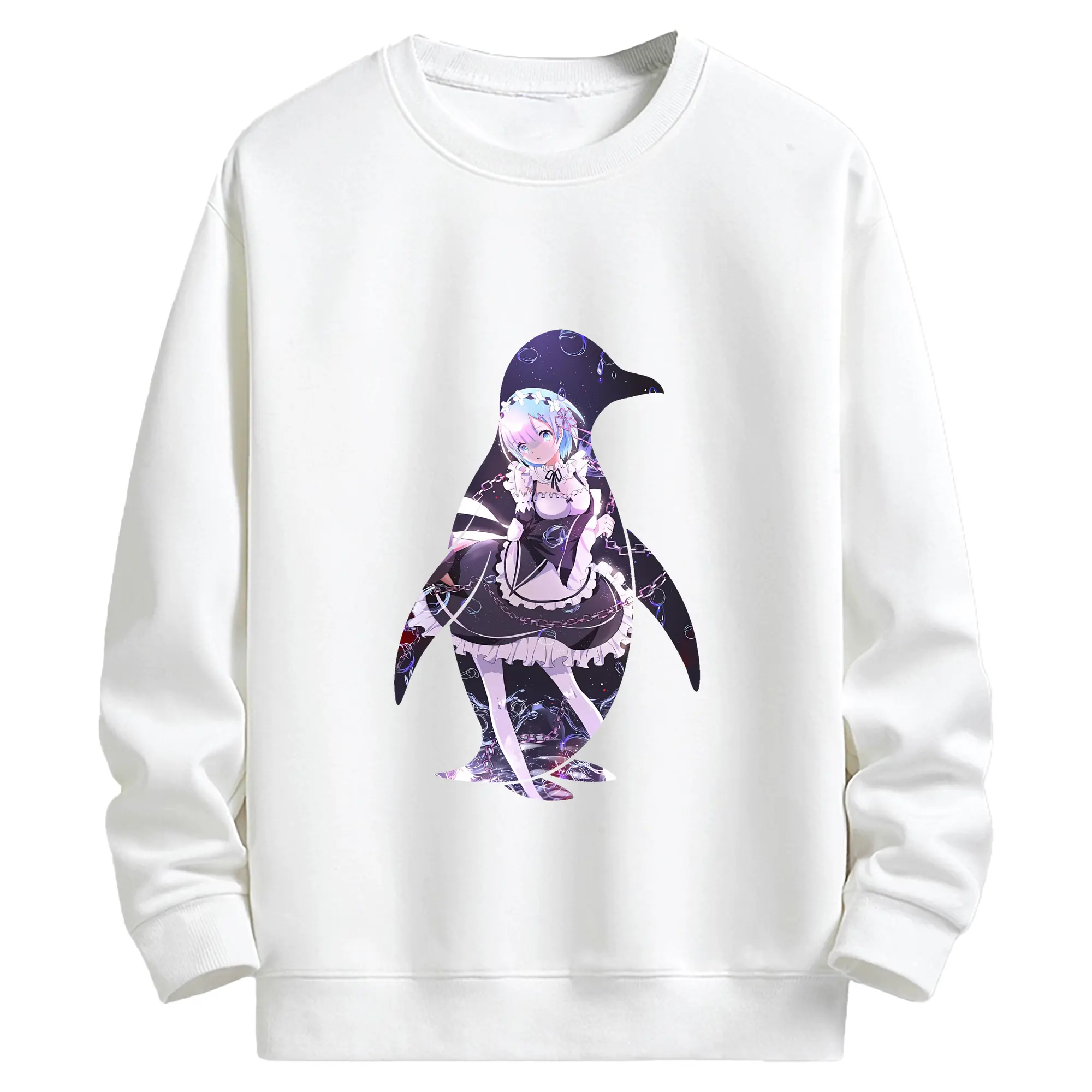 リゼロ グッズ レム - キッズ クルーネックスウェットシャツ ・ フロントプリント ・ 綿80％ ポリエステル20％ ・ 快適 通学 スポーツ 日常使い お散歩用