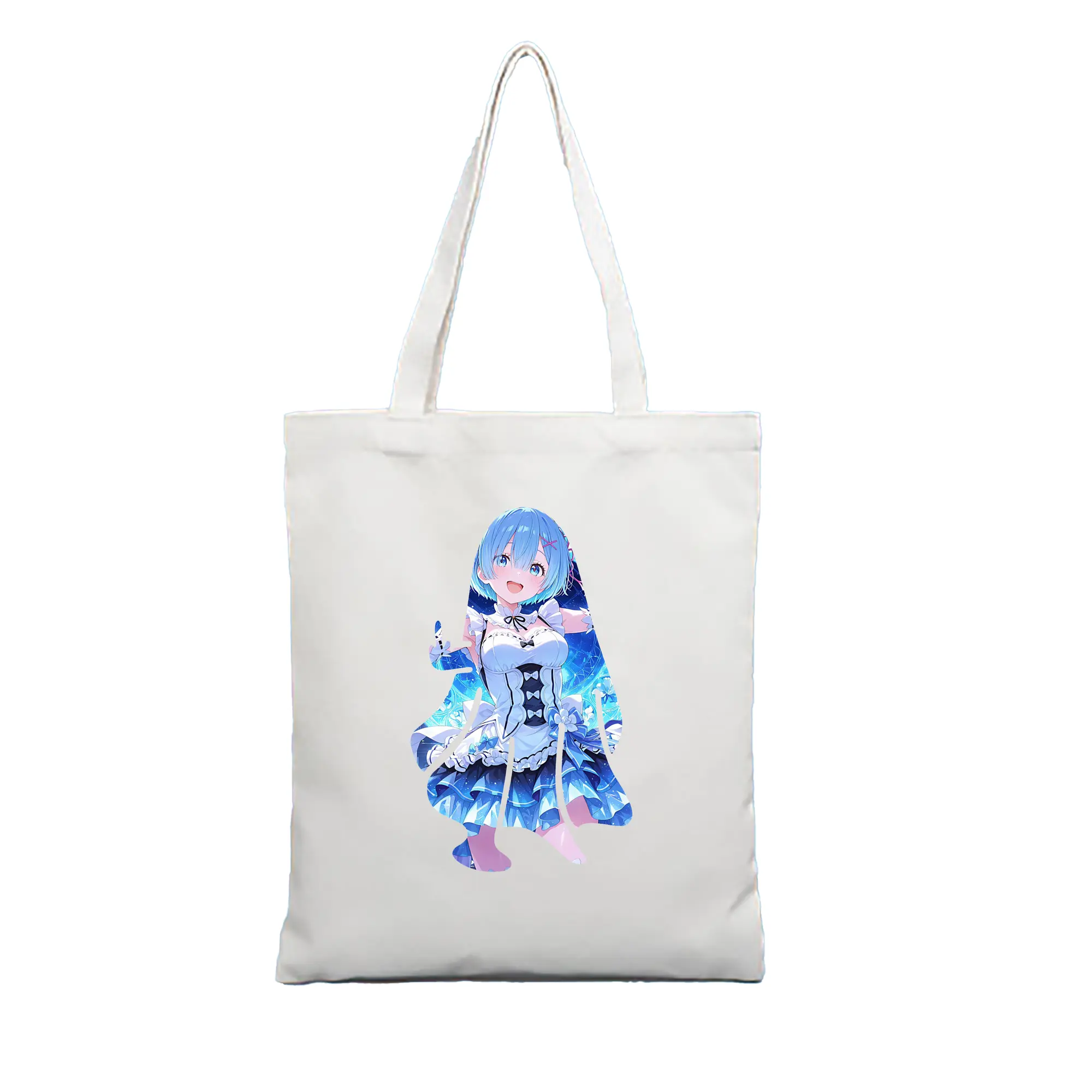 リゼロ グッズ レム - 縦型キャンバス手提げバッグ（トートバッグ） ・ キャンバス素材 ・ ショッピング用 ・ 軽量 丈夫 お手入れ簡単