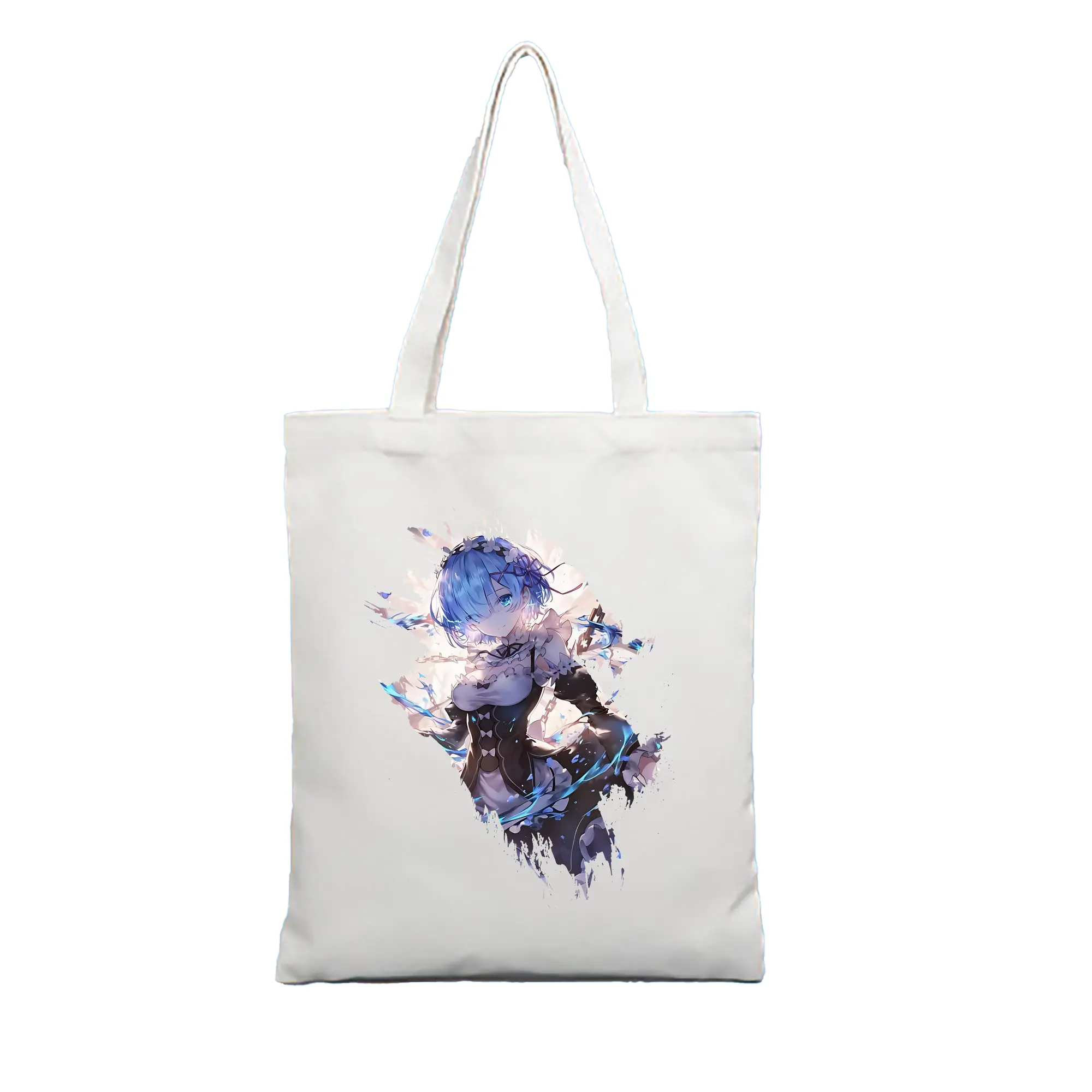 リゼロ グッズ レム - 縦型キャンバス手提げバッグ（トートバッグ） ・ キャンバス素材 ・ ショッピング用 ・ 軽量 丈夫 お手入れ簡単