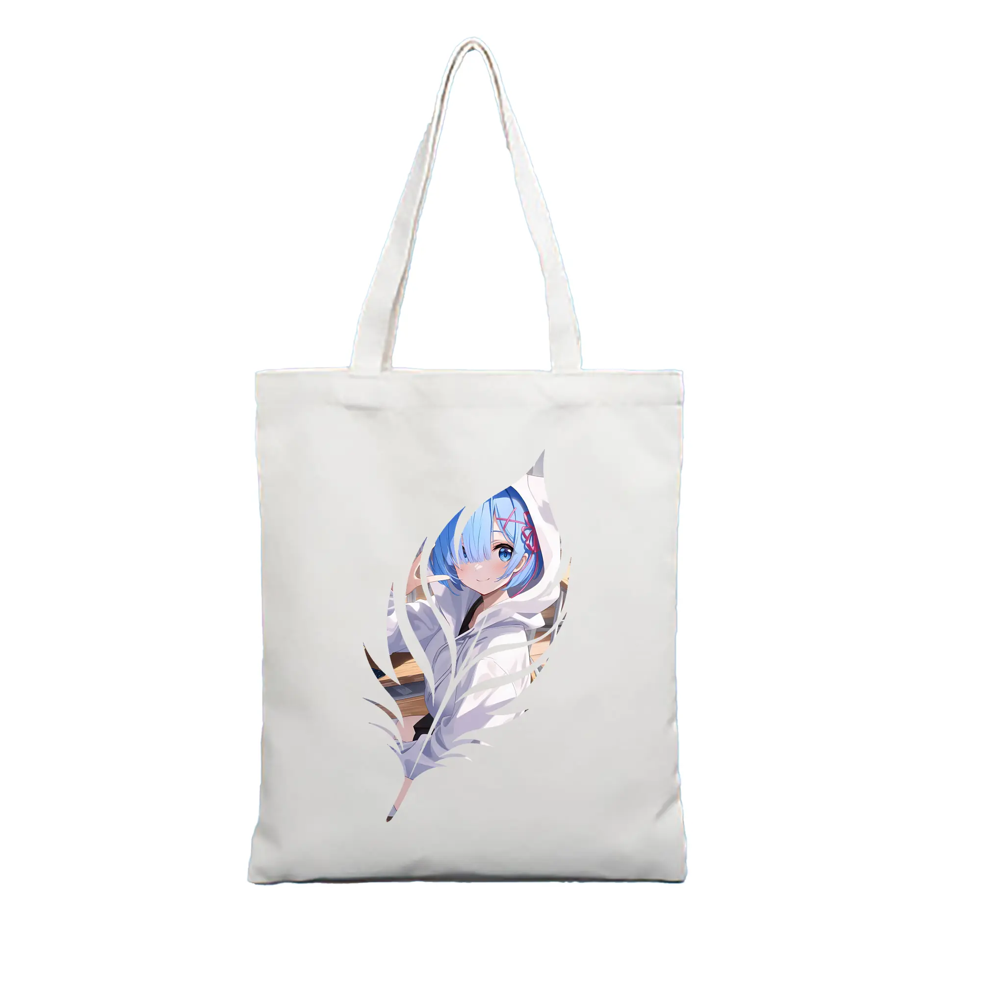 リゼロ グッズ レム - 縦型キャンバス手提げバッグ（トートバッグ） ・ キャンバス素材 ・ ショッピング用 ・ 軽量 丈夫 お手入れ簡単