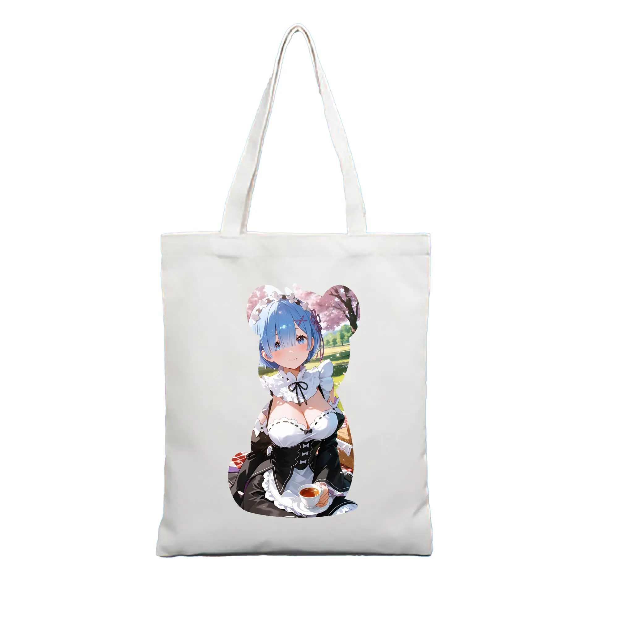 リゼロ グッズ レム - 縦型キャンバス手提げバッグ（トートバッグ） ・ キャンバス素材 ・ ショッピング用 ・ 軽量 丈夫 お手入れ簡単