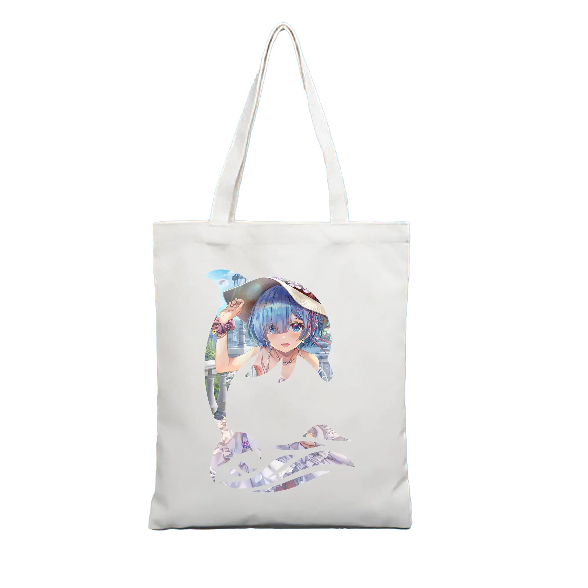 リゼロ グッズ レム - 縦型キャンバス手提げバッグ（トートバッグ） ・ キャンバス素材 ・ ショッピング用 ・ 軽量 丈夫 お手入れ簡単