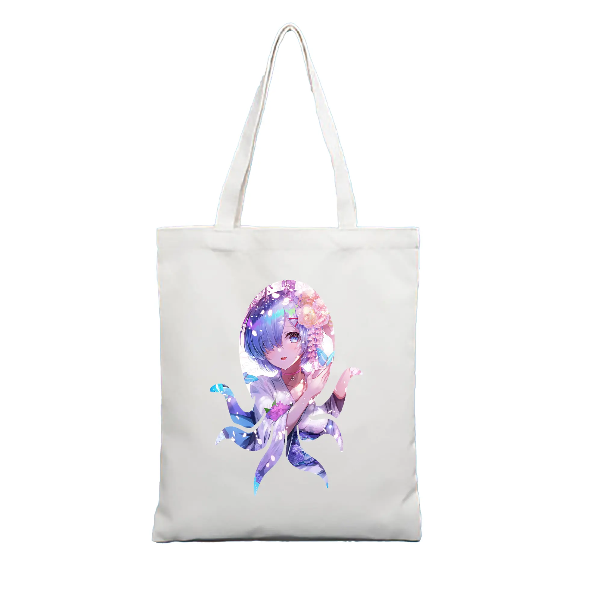 リゼロ グッズ レム - 縦型キャンバス手提げバッグ（トートバッグ） ・ キャンバス素材 ・ ショッピング用 ・ 軽量 丈夫 お手入れ簡単