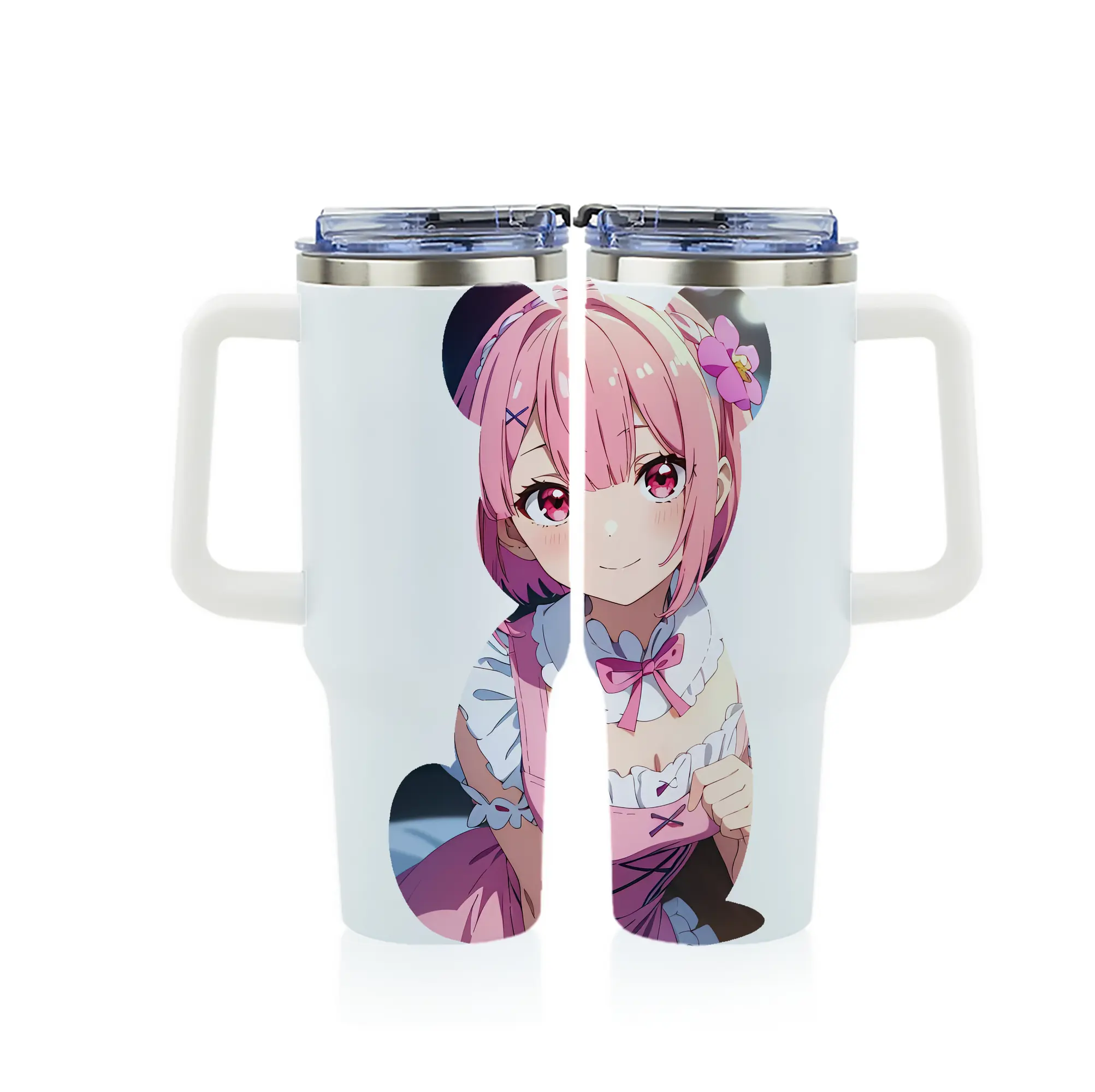 リゼロ グッズ ラム - 1200mL フルプリント車用タンブラー ・ 304ステンレス 内側 ・ 201ステンレス 外側 ・ 保温 保冷 ・ 通勤 ドライブ アウトドア用