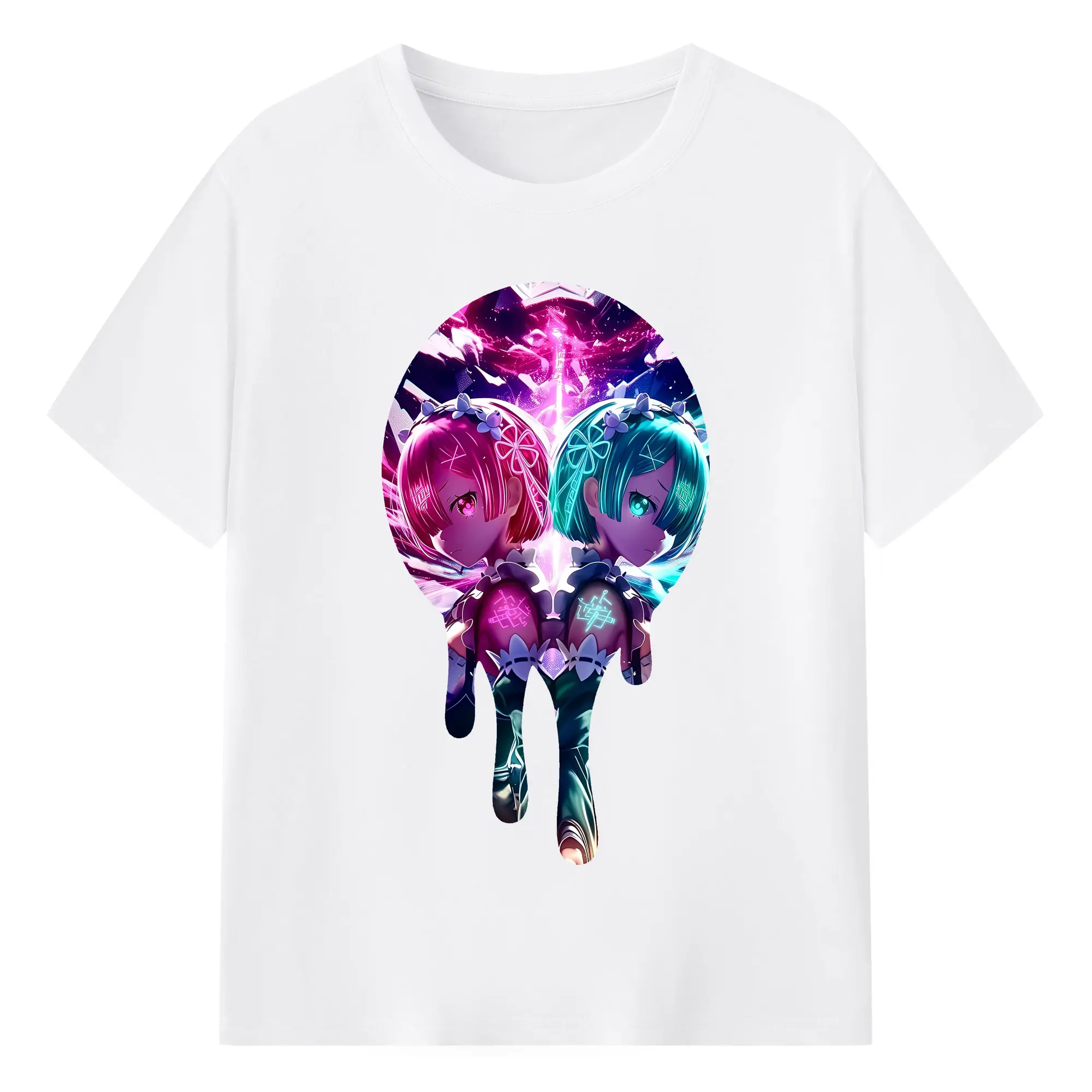 リゼロ グッズ ラム - 綿100％ 半袖Tシャツ ・ フロントプリント ・ 快適 通気性 ・ 日常使い 散歩 スポーツ用