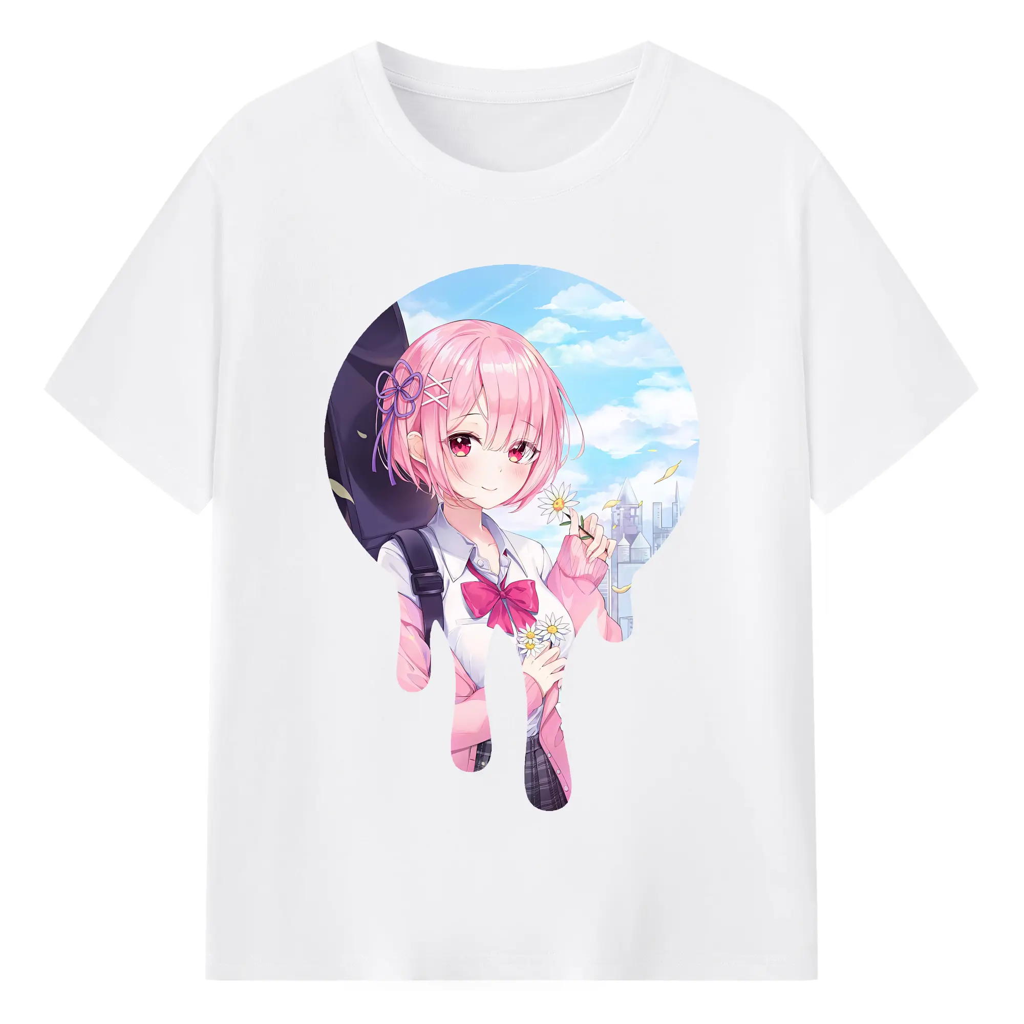 リゼロ グッズ ラム - 綿100％ 半袖Tシャツ ・ フロントプリント ・ 快適 通気性 ・ 日常使い 散歩 スポーツ用