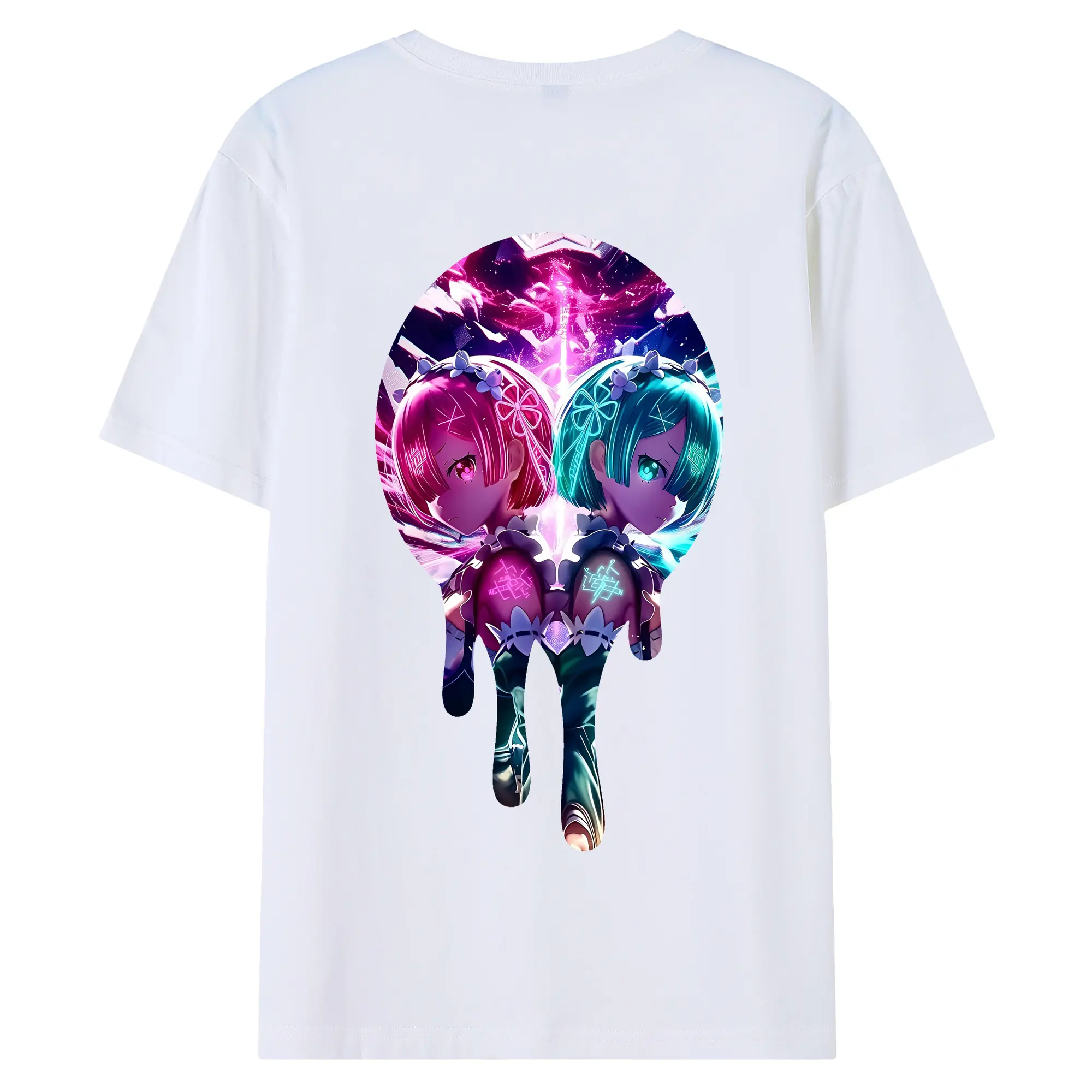 リゼロ グッズ ラム - 綿100％ 半袖Tシャツ ・ バックプリント ・ 快適 通気性 ・ 日常使い 散歩 スポーツ用