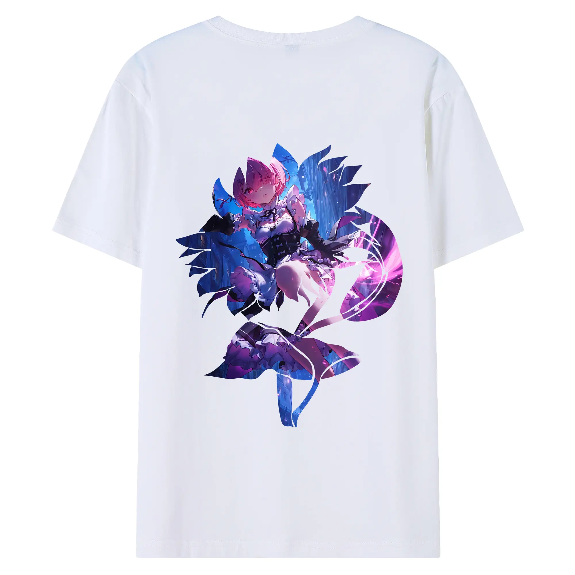 リゼロ グッズ ラム - 綿100％ 半袖Tシャツ ・ バックプリント ・ 快適 通気性 ・ 日常使い 散歩 スポーツ用