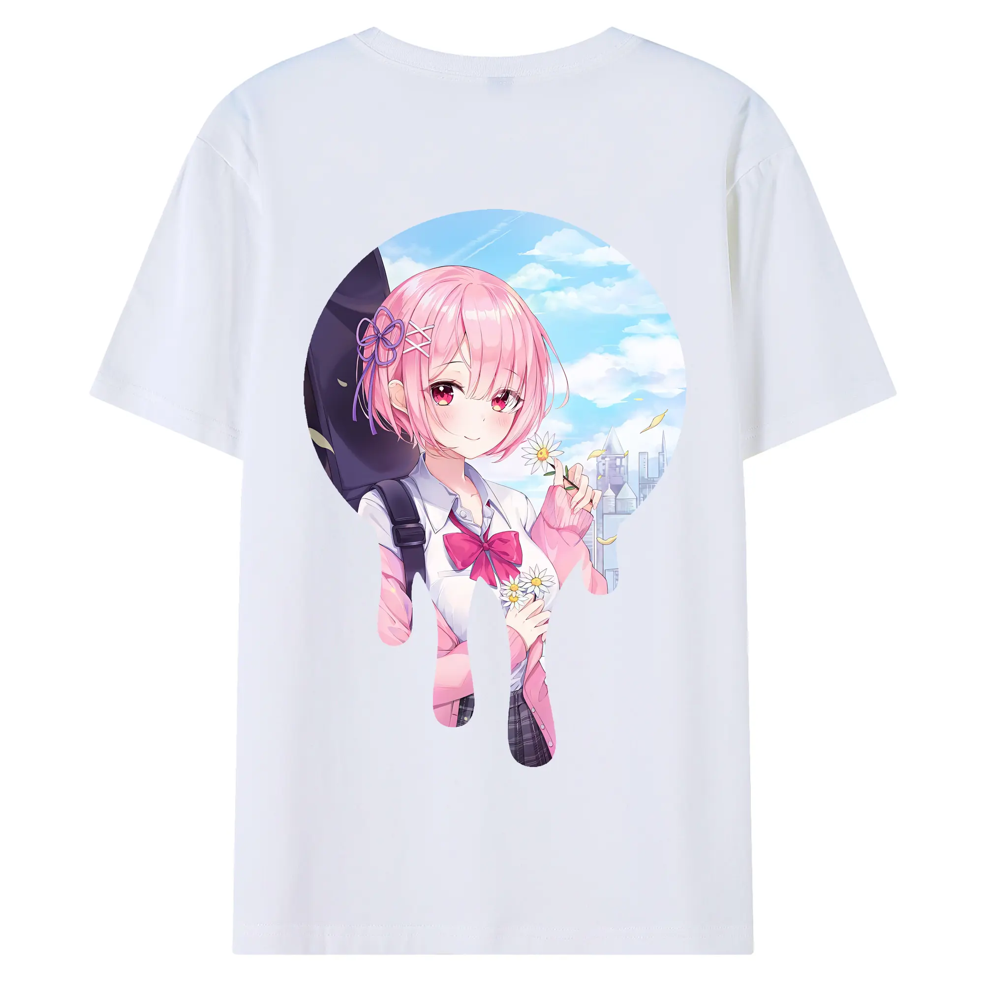 リゼロ グッズ ラム - 綿100％ 半袖Tシャツ ・ バックプリント ・ 快適 通気性 ・ 日常使い 散歩 スポーツ用