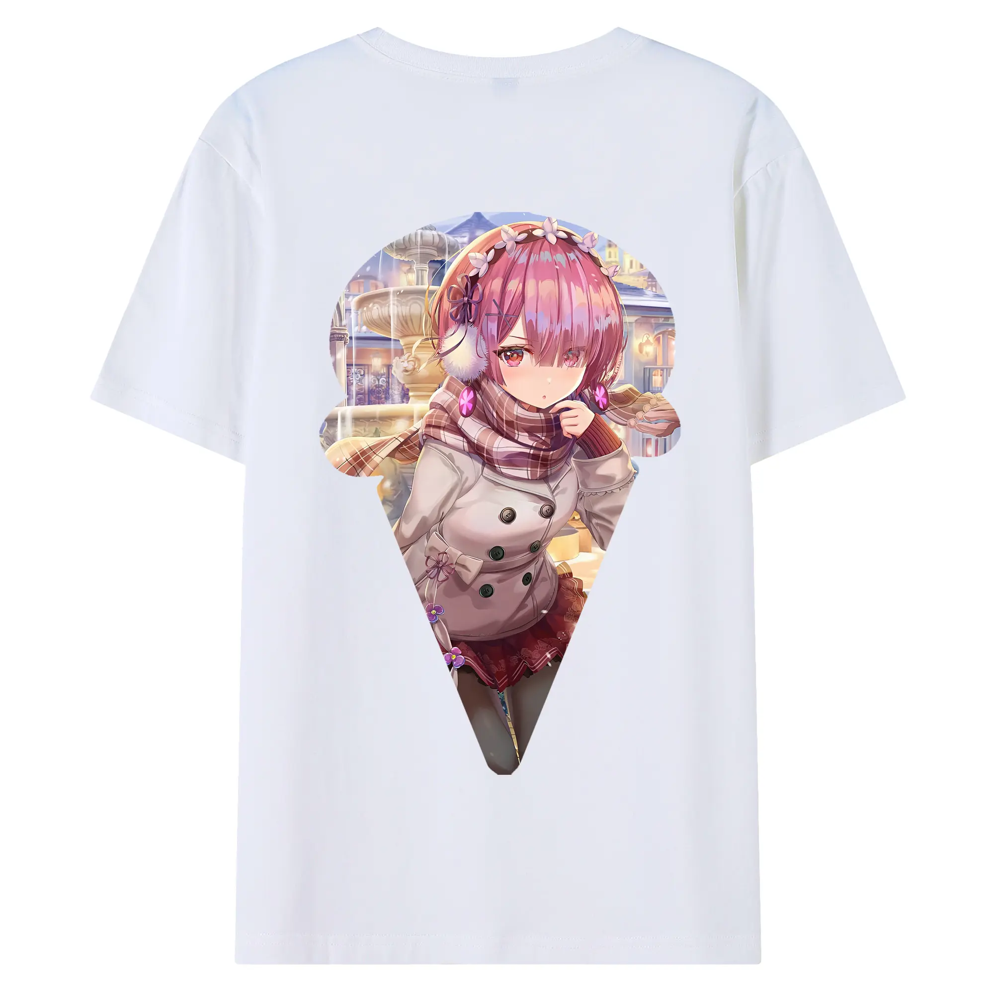 リゼロ グッズ ラム - 綿100％ 半袖Tシャツ ・ バックプリント ・ 快適 通気性 ・ 日常使い 散歩 スポーツ用